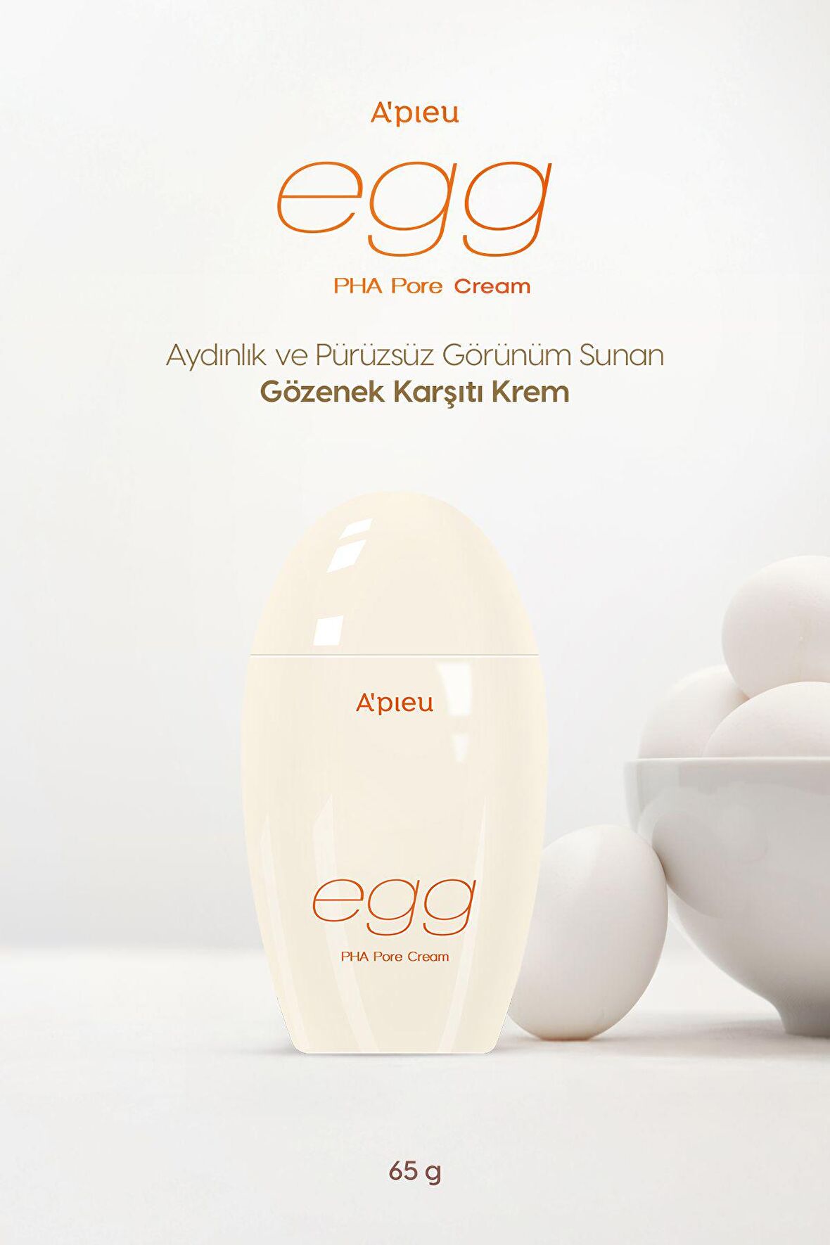 Cilde Aydınlık ve Pürüzsüz Görünüm Kazandıran Gözenek Karşıtı Krem A'PIEU Egg Pha Pore Cream