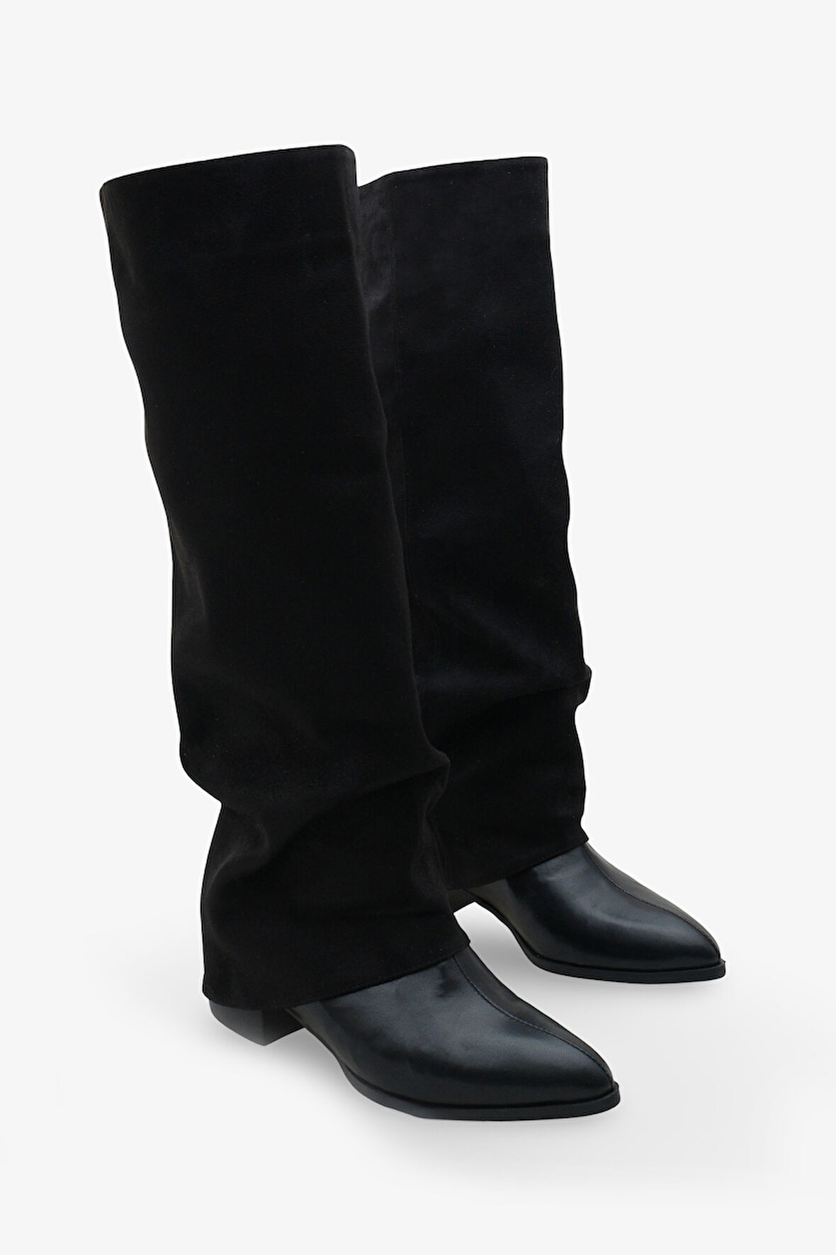 Kadın Sivri Burun Topuklu Çizme Cora Siyah