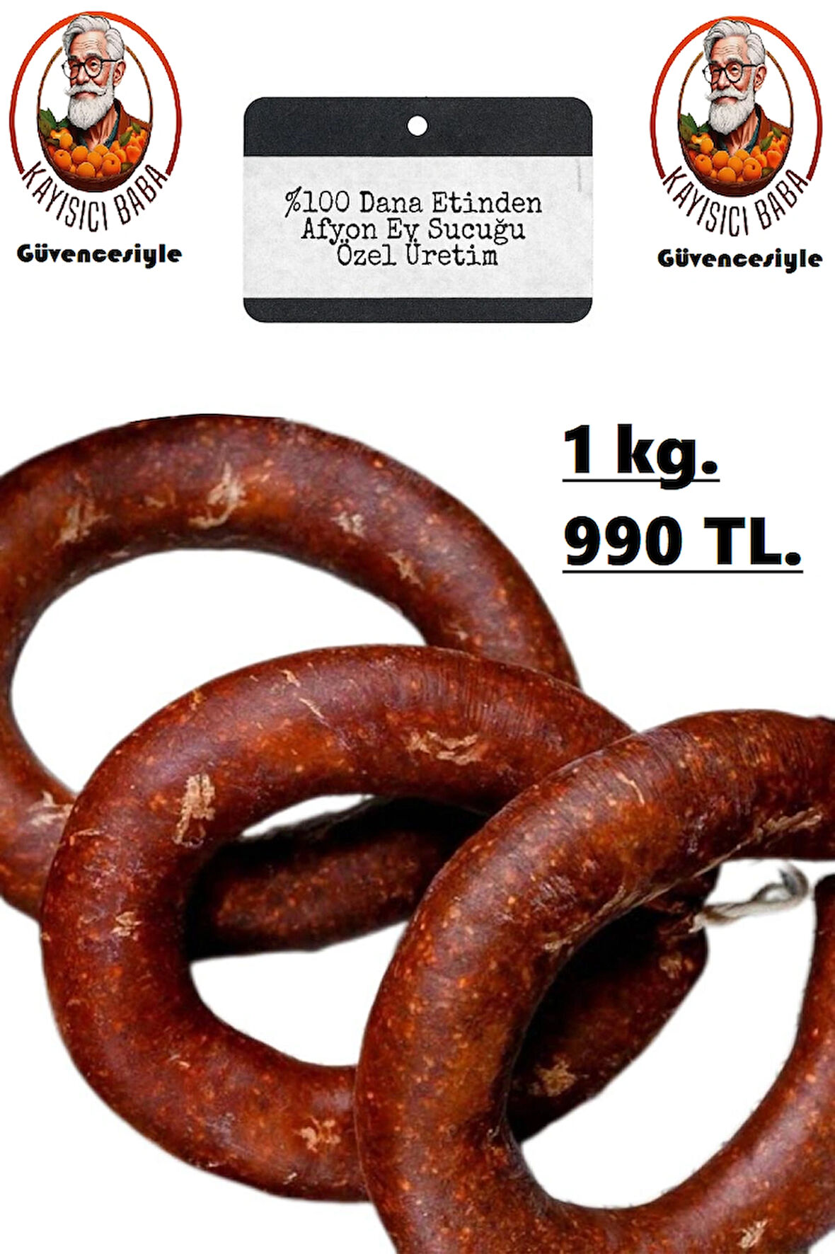 Dana Sucuk 1 kg. ACILI (%100 Dana Eti-Afyon Özel Üretim) 