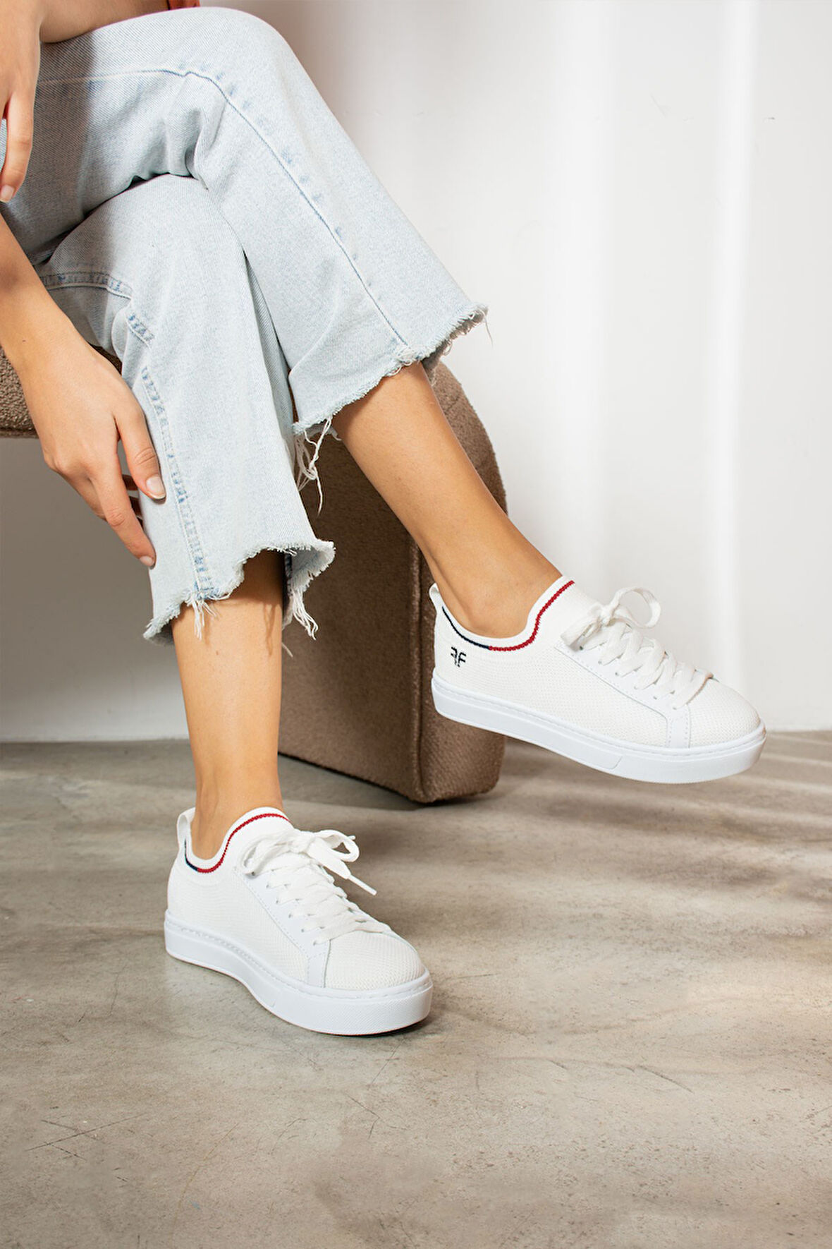 Günlük Kadın Sneaker Spor Ayakkabı Triko Bağcıklı Rahat Esnek Nefes Alabilen Yürüyüş 060