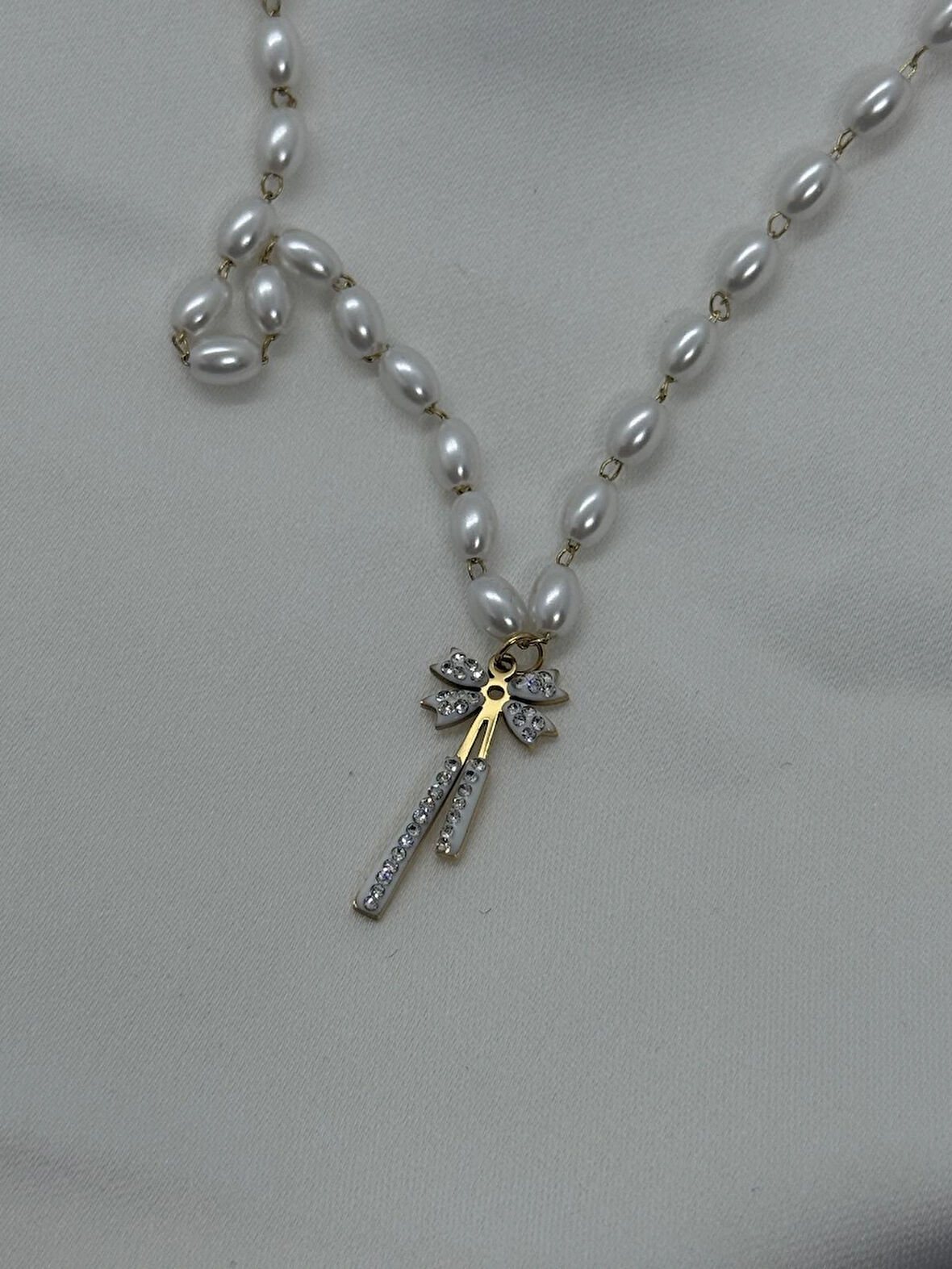 Jewels of Hope 316L Paslanmaz Çelik Zirkon Taşlı İnci Kolye 47 Cm