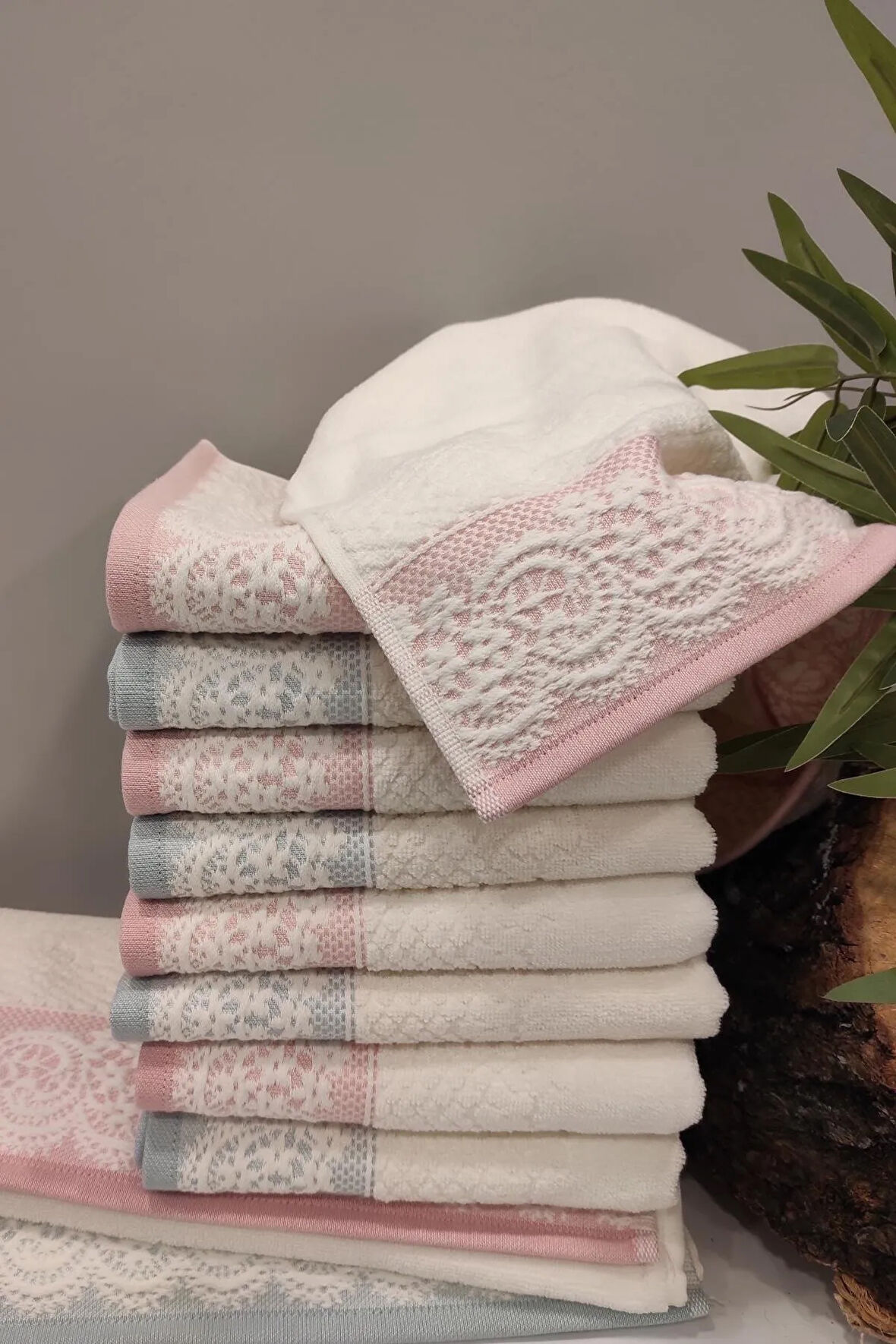 Pembe-mint Evony Havlu El Yüz Havlusu 6'lı