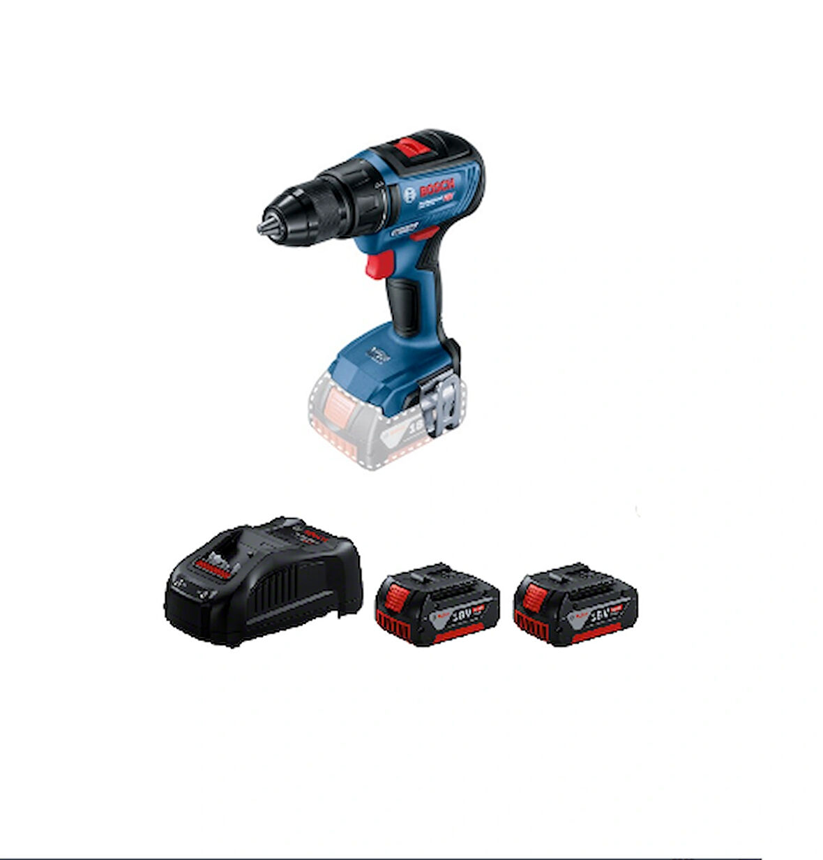 Bosch GSR 18V-50 Akülü vidalama Çift akülü 5.0 Amper