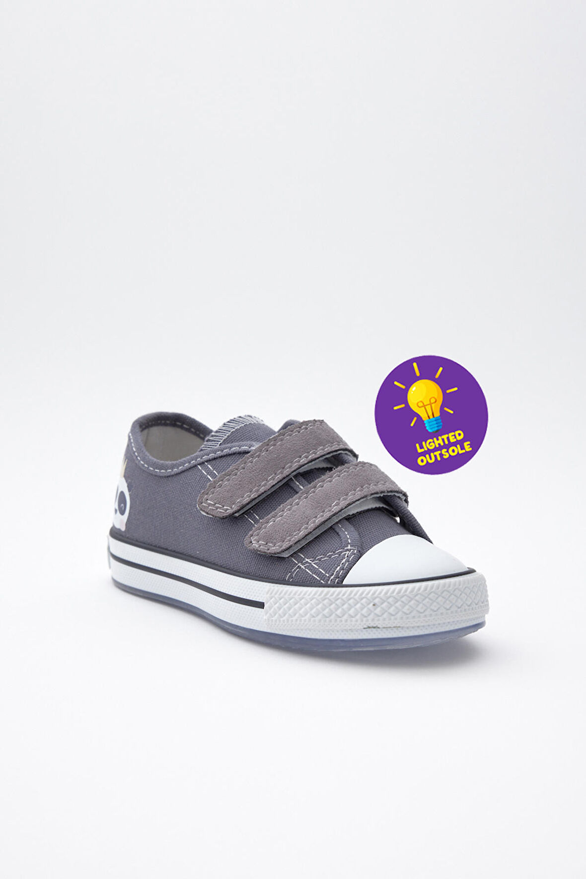 Gri Kız Icon Cırt Cırtlı Işıklı Çocuk Sneaker