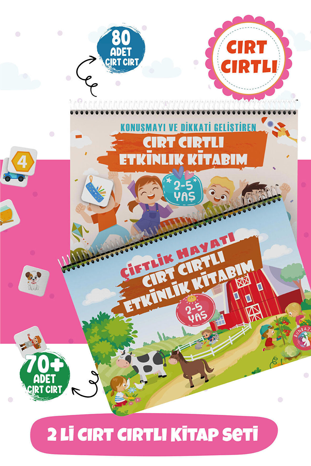 Cırtlı Kitaplar 2 Li Set Konuşma Ve Dikkati Geliştiren Etkinlik Kitabım Çiftlik ve 2- 5 Yaş İçin