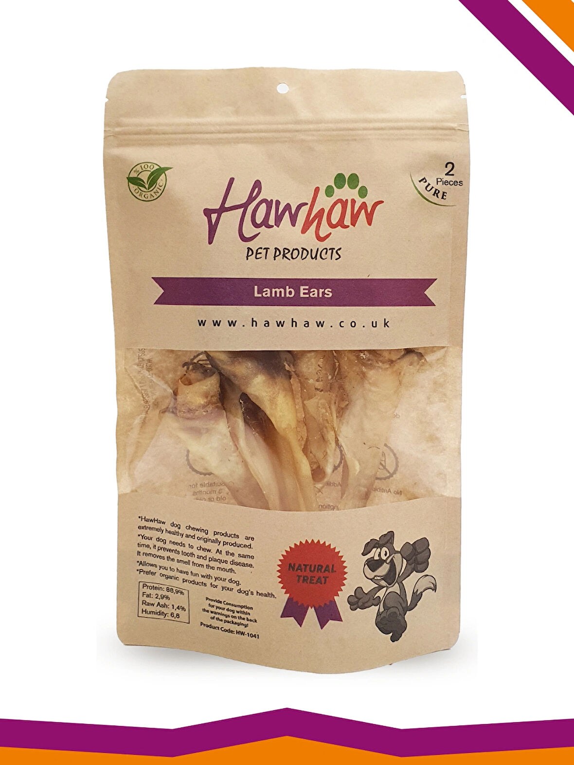 Hawhaw Kuzu Kulak %100 Naturel Köpek Ödül Maması 100 Gr.