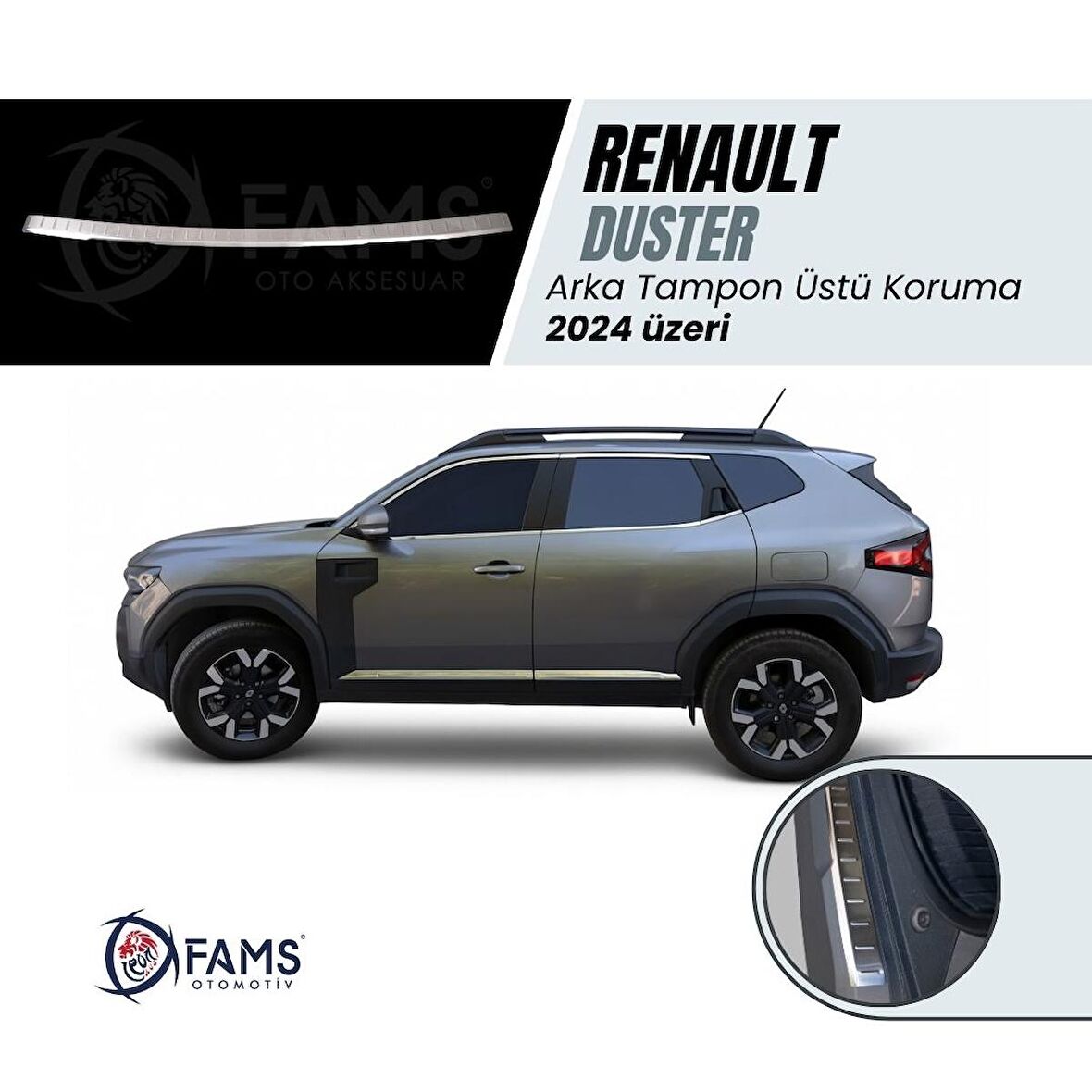 Renault Duster 2024 Krom Arka Tampon Koruma  P.Çelik