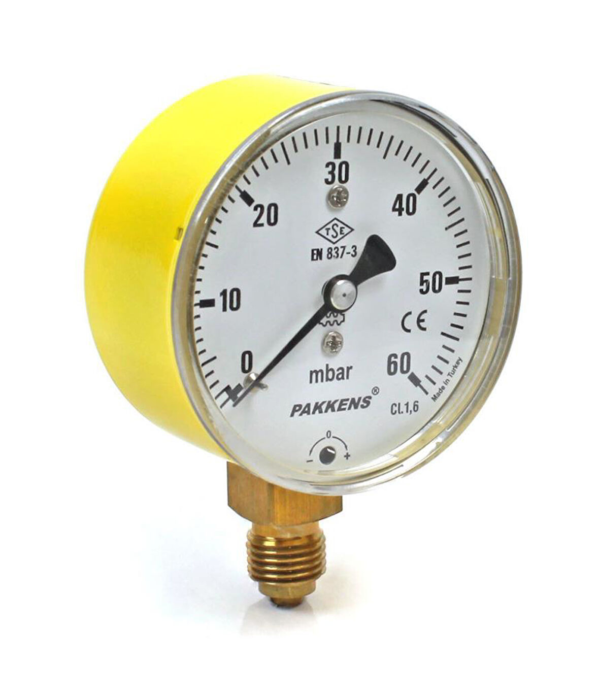Pakkens 0-60 mBar 63 mm Alttan Bağlantılı Kapsül Diyaframlı Doğalgaz Manometresi CL1,6 G 1/4''