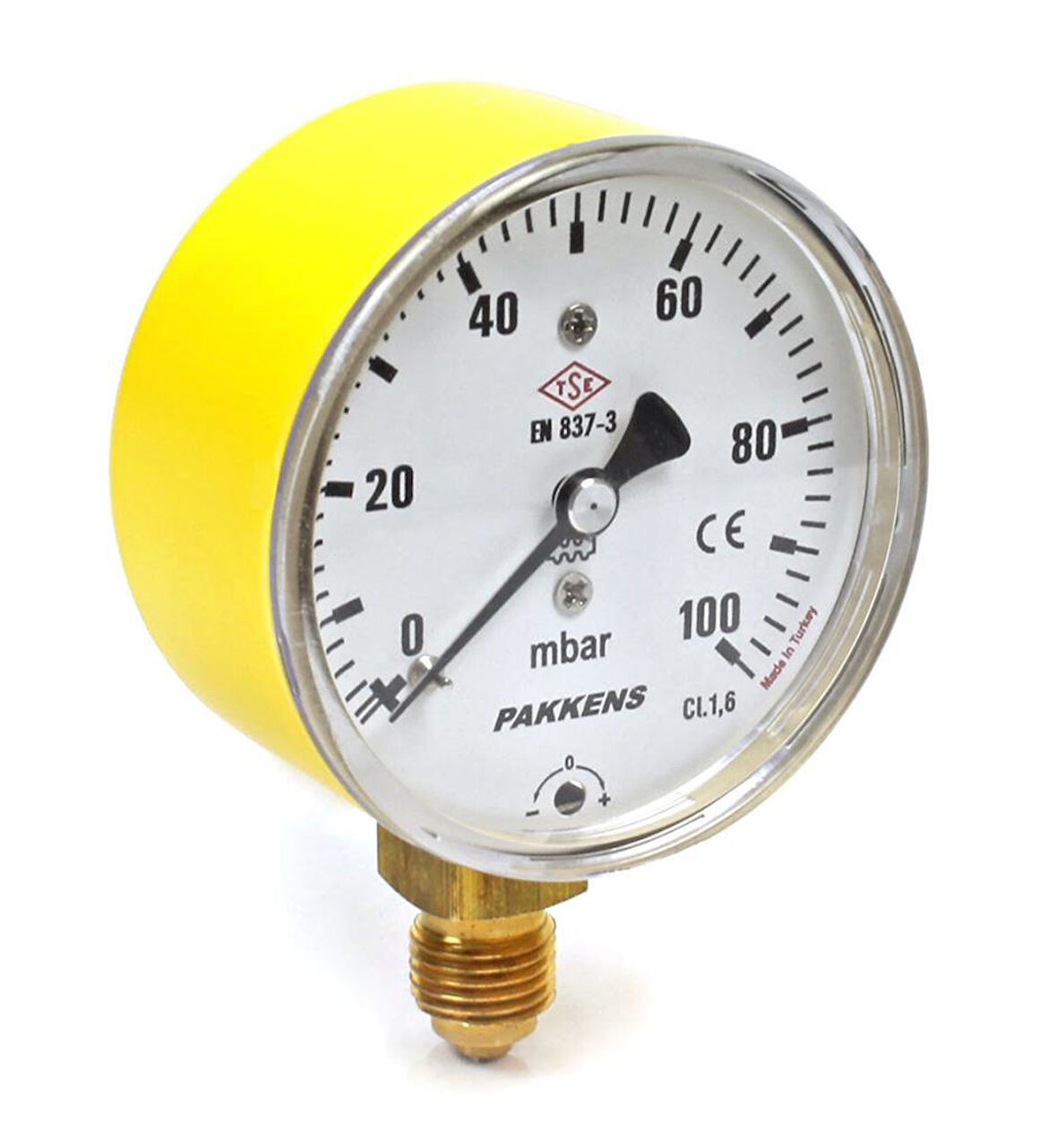 Pakkens 0-100 mBar 63 mm Alttan Bağlantılı Kapsül Diyaframlı Doğalgaz Manometresi CL1,6 G 1/4''