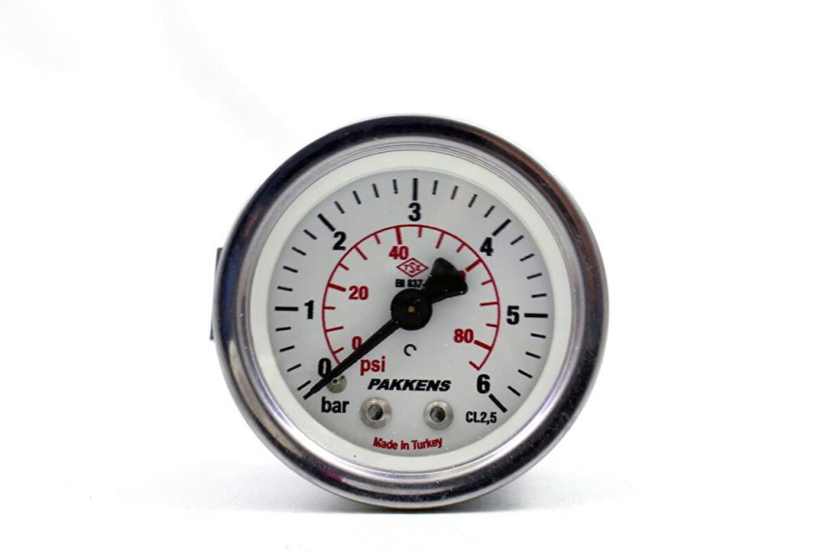Pakkens 0-6 Bar 63 mm Arkadan Bağlantılı Panotipi Kuru Manometre G 1/4 inç
