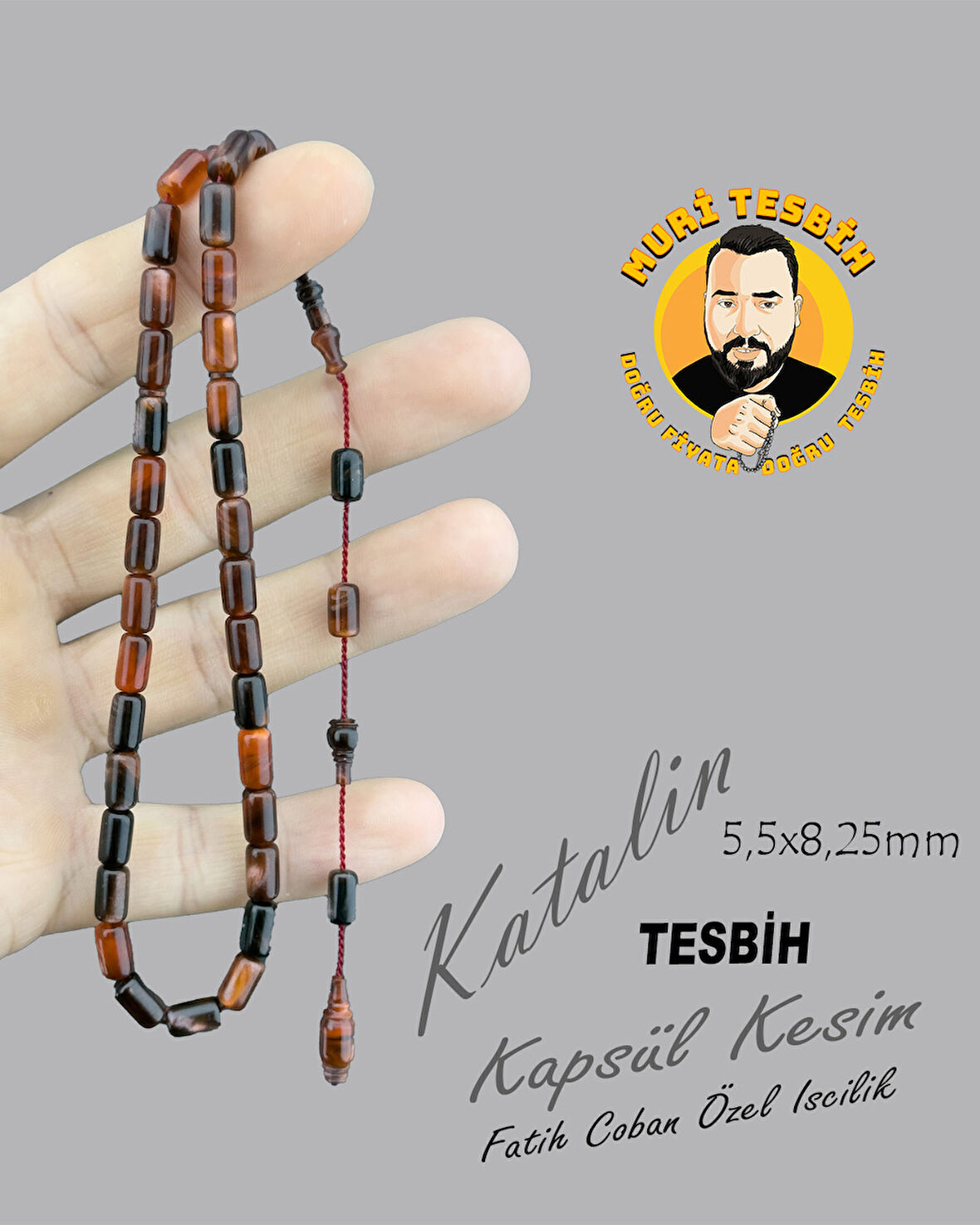 FATİH ÇOBAN ÖZEL İŞÇİLİK KATALİN TESBİH KAPSÜL KESİM 5,5X8,25mm