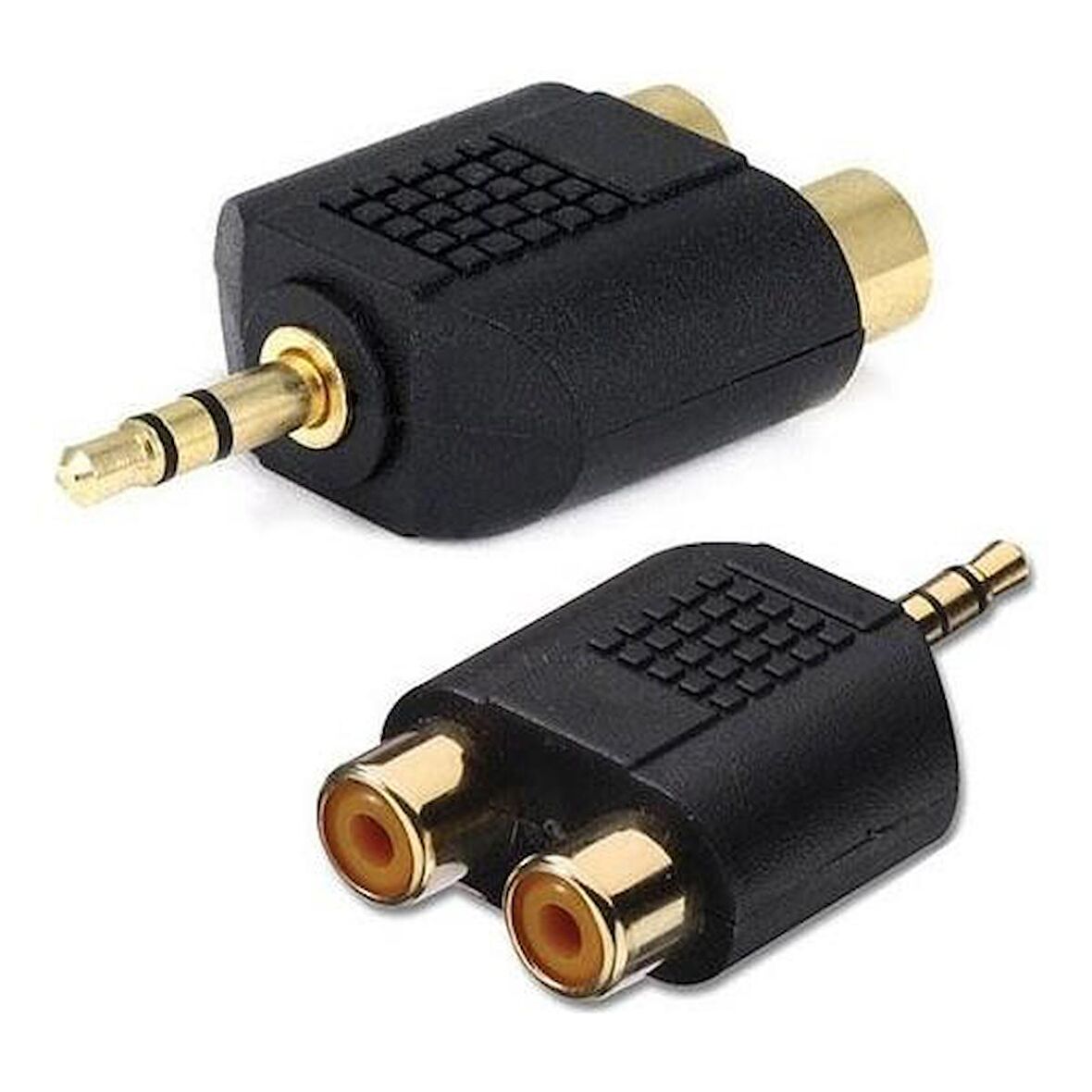 2 Rca Dişi 1 Stereo 3.5mm Erkek Çevirici Adaptör 50ad paket