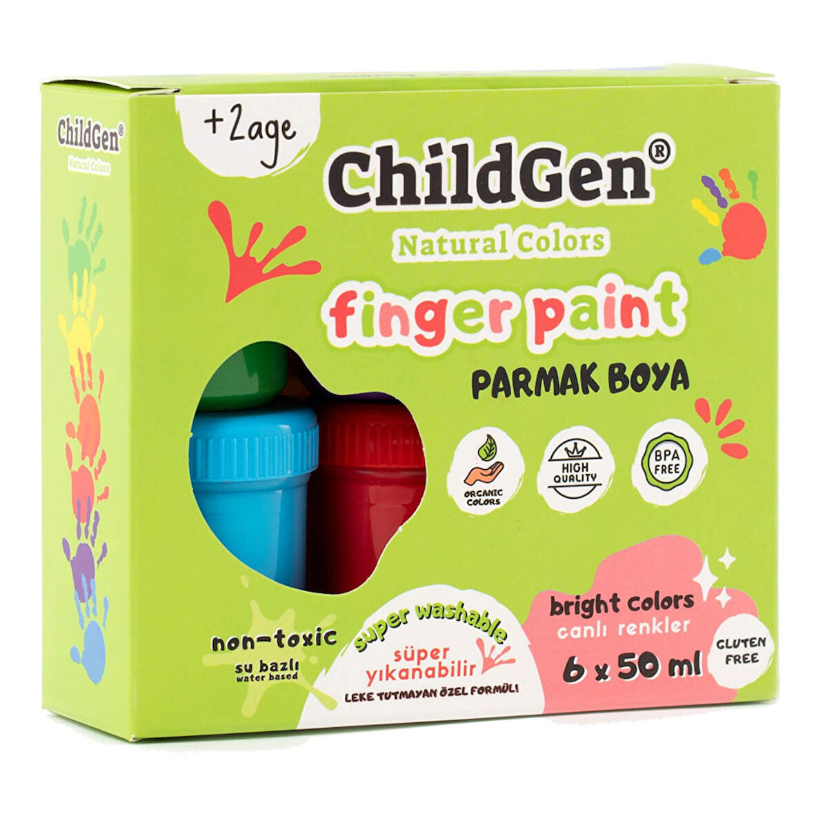 ChildGen Play Dough Süper Yıkanabilir Parmak Boya 6lı Set 6 x 50gr