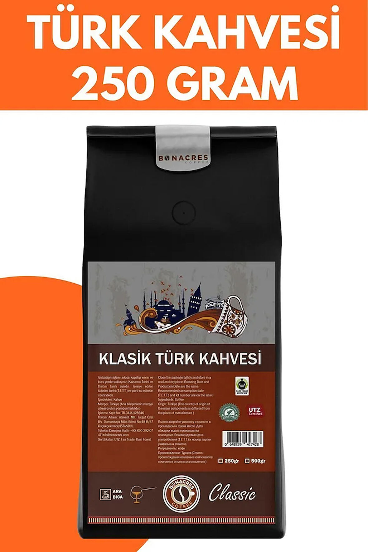 Orta Kavrulmuş Klasik Türk Kahvesi 250gr