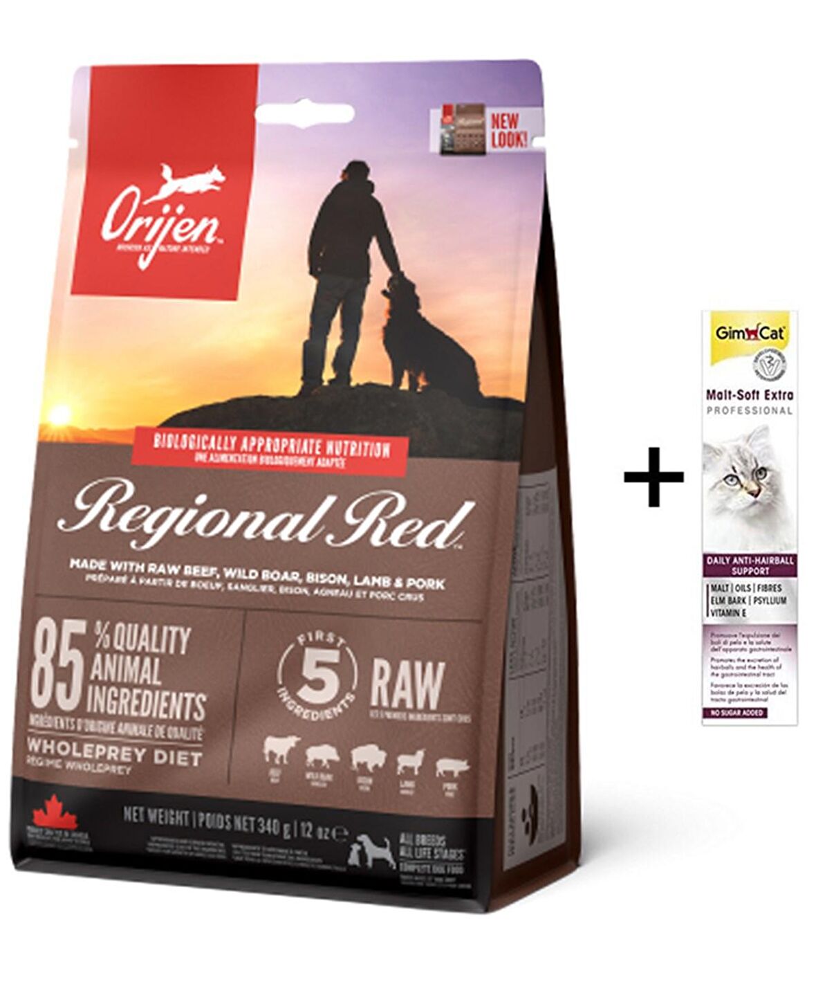 Orijen Regional Red Tahılsız Sığır Etli Yetişkin Kedi Maması 1,8 Kg + (Gimcat Malt Extra 100 g)