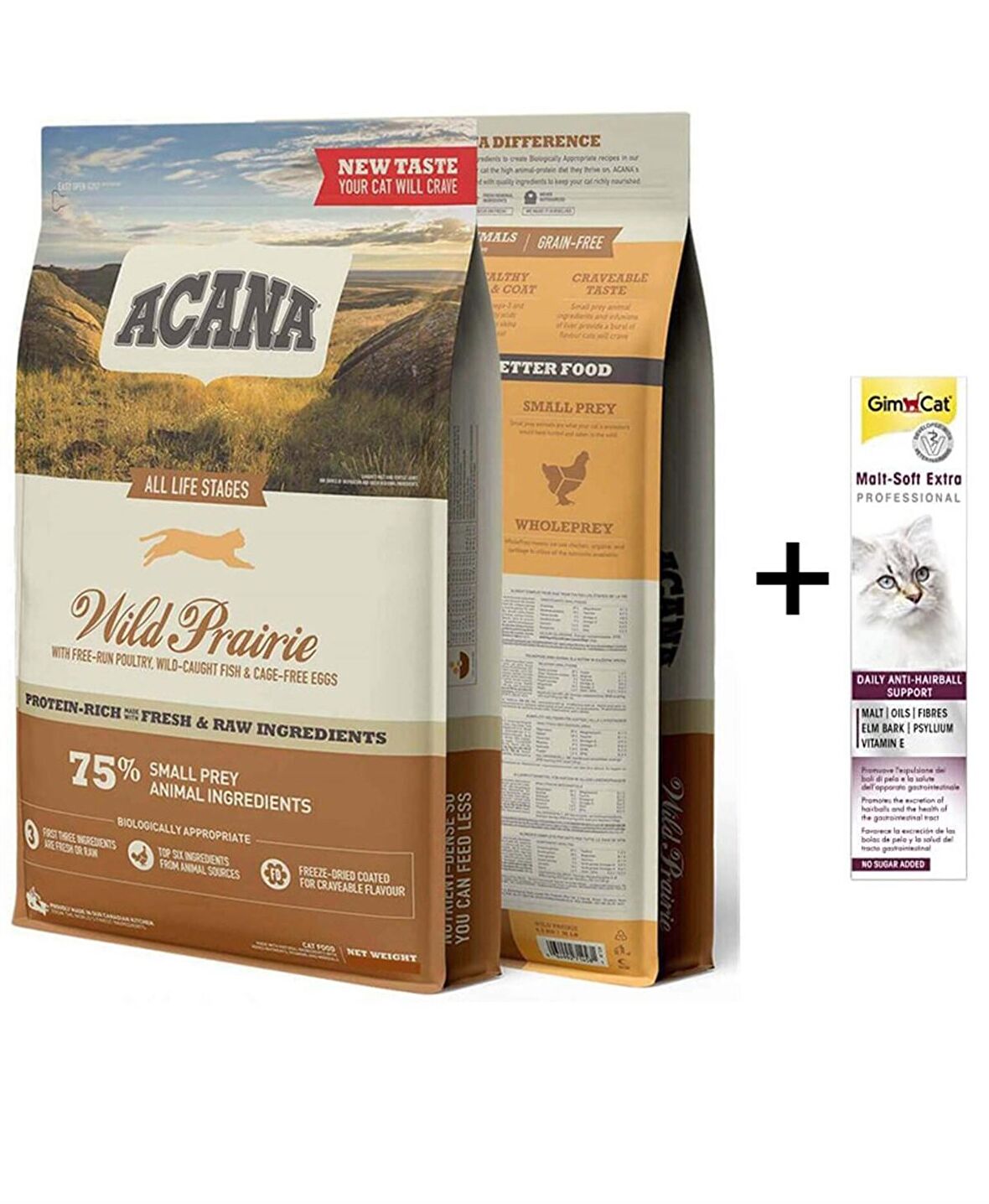 Acana Wild Prairie Tavuklu ve Göl Balıklı Tahılsız Kedi Maması 1,8 kg + (Gimcat Malt Extra 100 g)