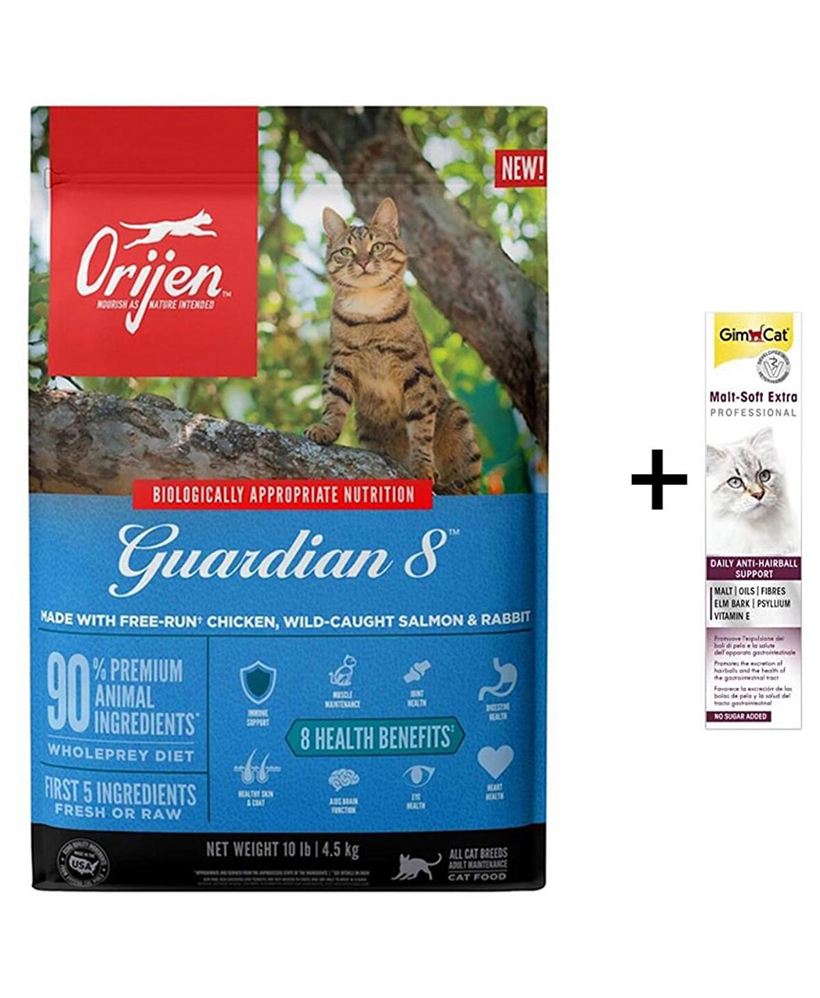 Orijen Guardian 8 Tahılsız Yetişkin Kedi Maması  1.8 Kg + (Gimcat Malt Extra 100 g)