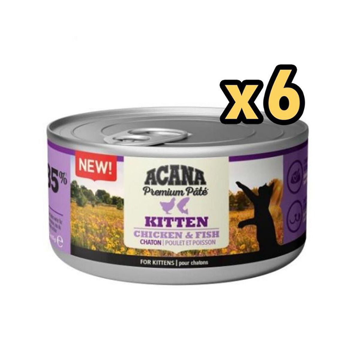 Acana Premium Tavuk Ve Balıklı Yavru Ezme Kedi Konservesi 85 gr X 6 Adet