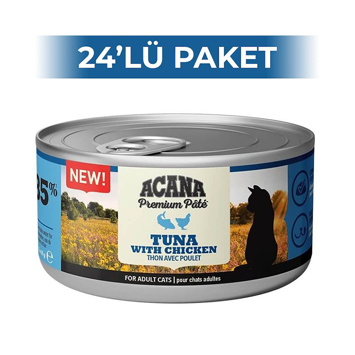 Acana Premium Pate Ton Balıklı ve Tavuklu Ezme Yetişkin Kedi Konservesi 85 gr 24 Adet