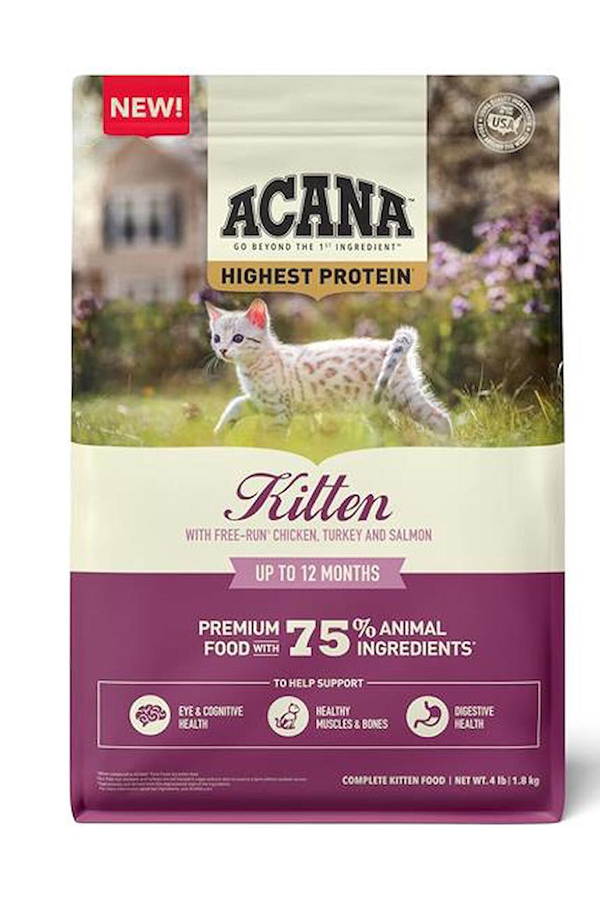 Acana Kitten Tavuklu, Hindili Ve Somon Balıklı Yavru Kedi Maması 1,8 Kg