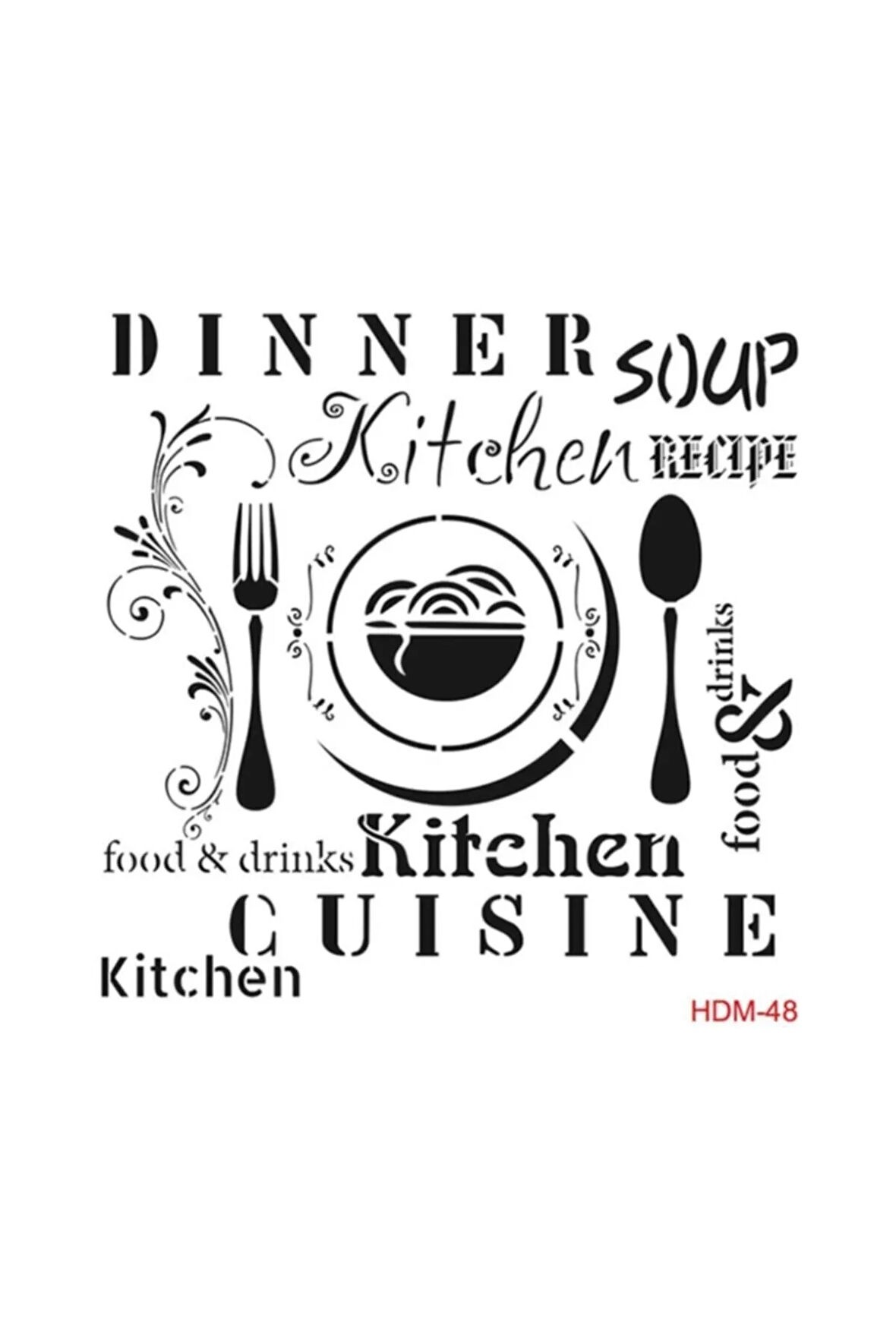 Yemek Stencil (şablon) 25x25 Cm