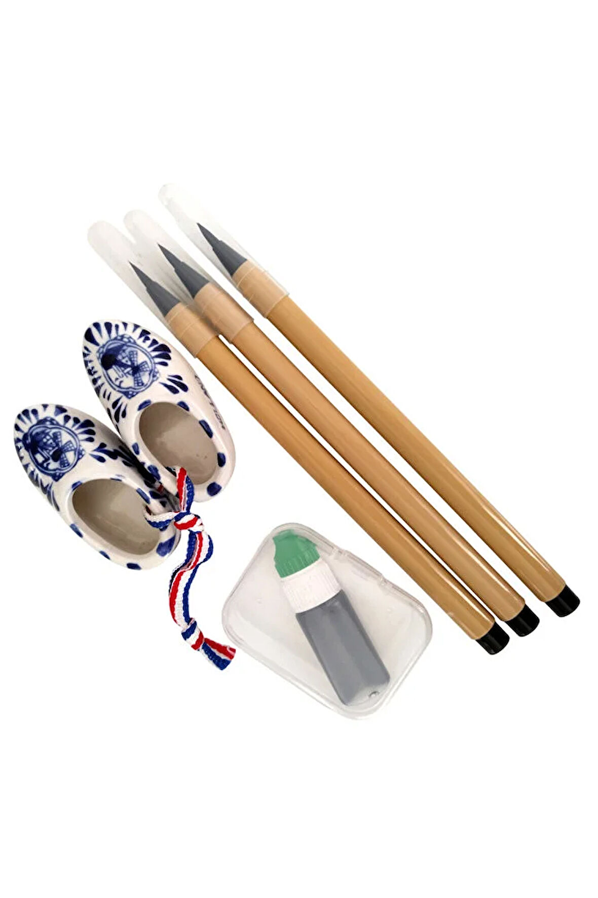 Fırça Uçlu Mürekkep dolumlu, Brush Pen, Kurt Kılı, Hazneli, Siyah-Çini, Seramik tahrir fırçası 3 Ad