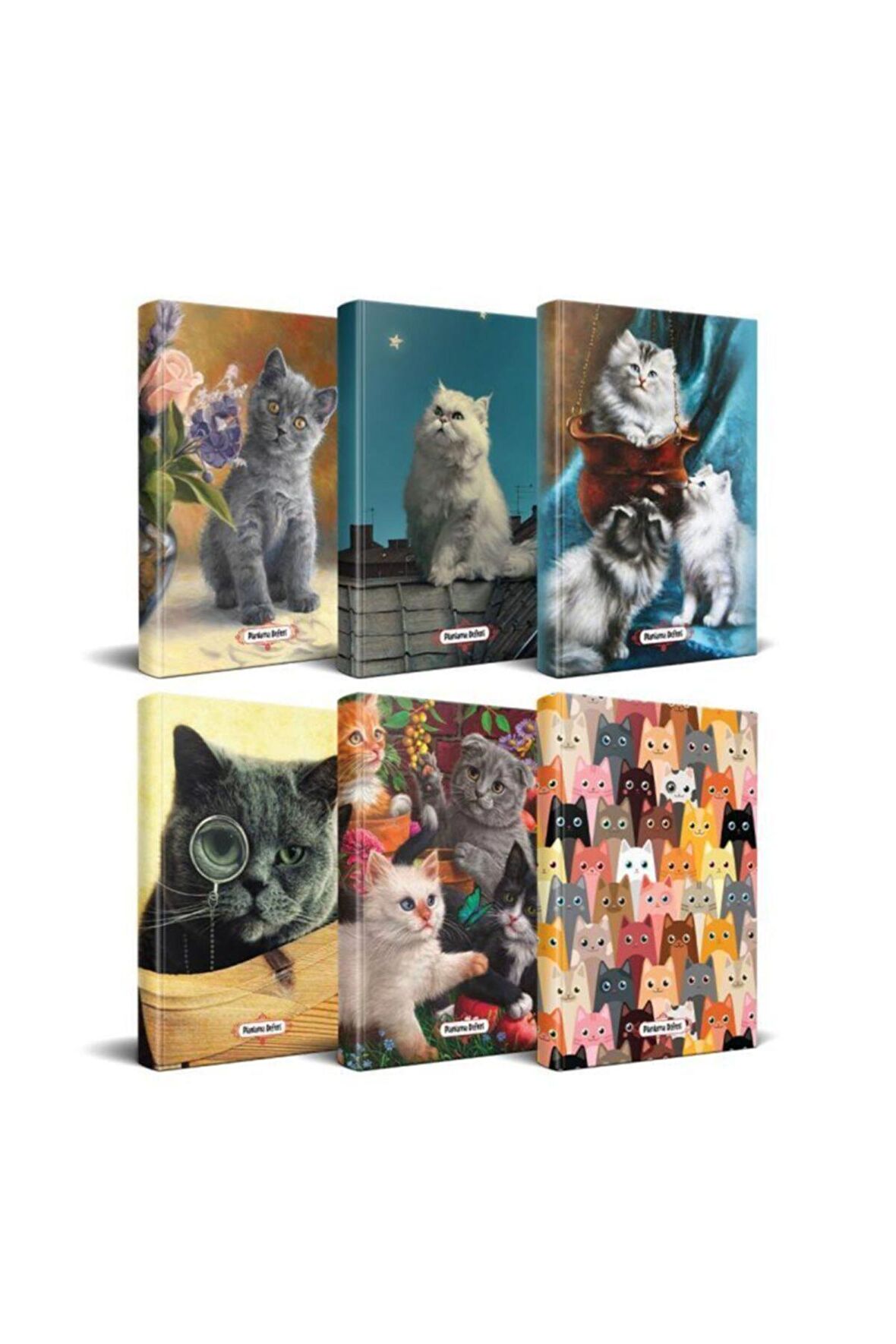 Kedi Temalı Süresiz Planlama Defter Seti - 6 Defter