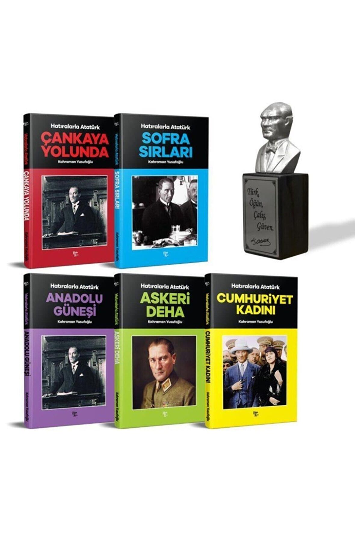 Hatıralarla Atatürk Seti - 5 Kitap Ve Atatürk Büstü Gümüş