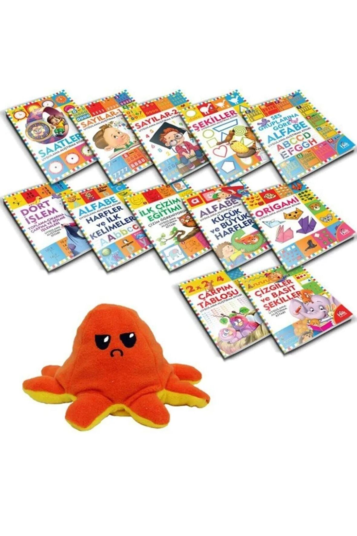 12 Etkinlik Kitabı Ve Sinirli Kırmızı Peluş Ahtapot