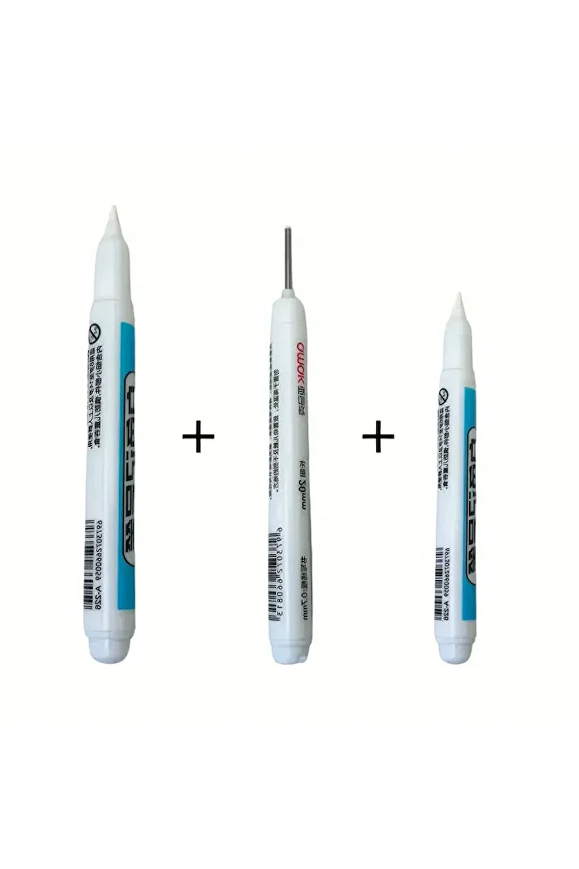 Marker Seti 3'lü Beyaz, Hızlı Kuruyan, Su Geçirmez ve Uzun Ömürlü, Cam, Deri, Ahşap, Metal Yüzeyler