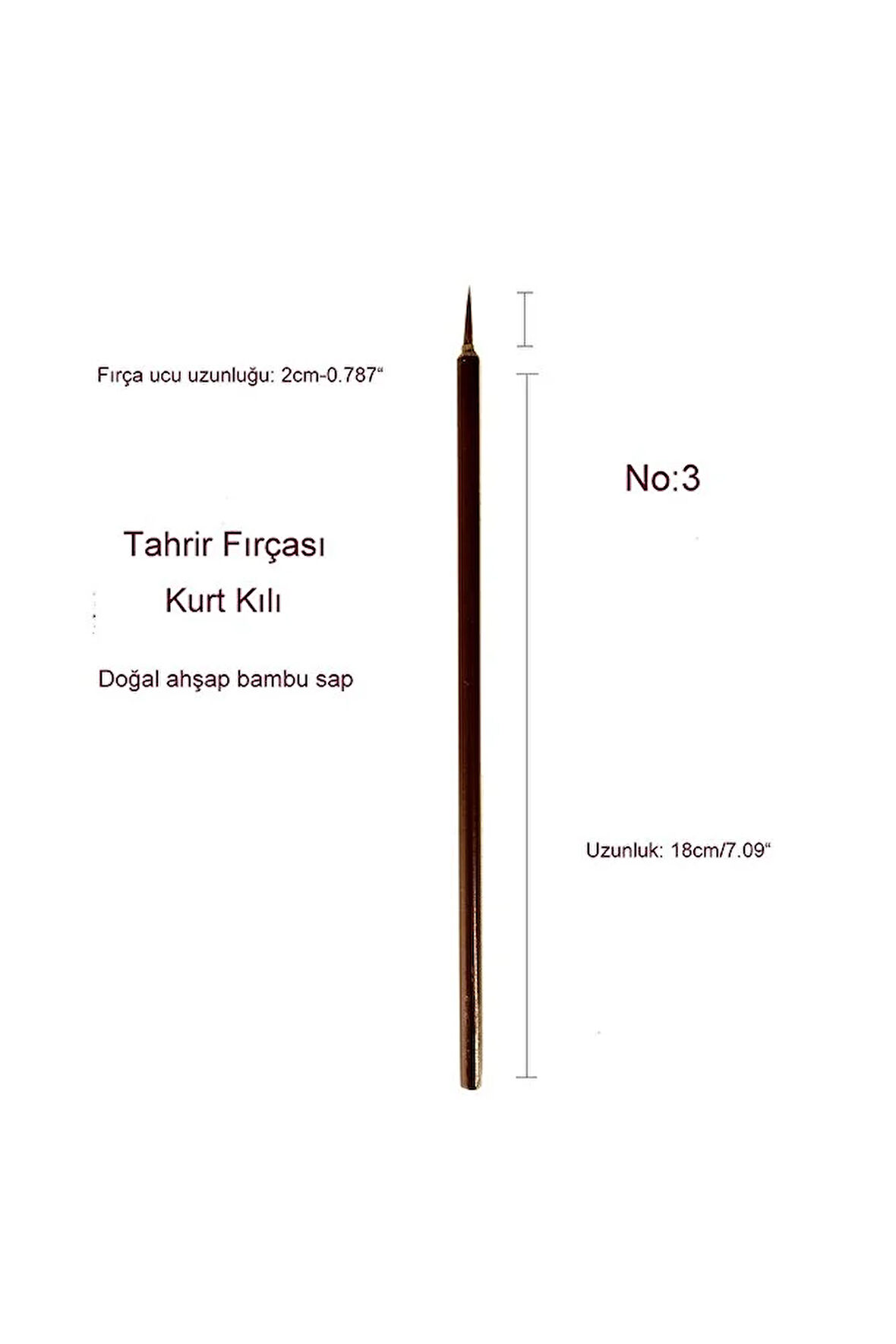 Tahrir fırçası kurt kılı No:3, çini, seramik, tezhip, minyatür, boyama, hobi işleri-1 adet