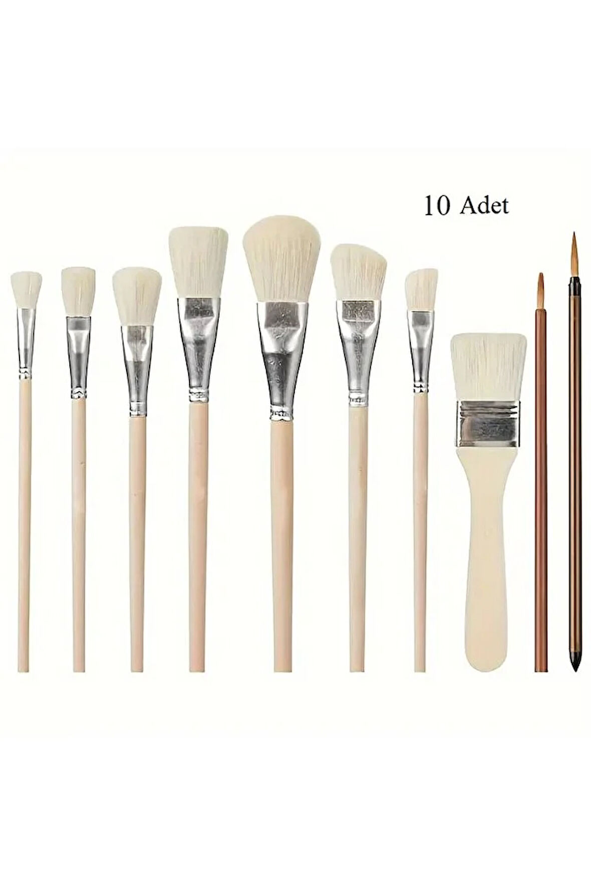 Seramik Sırlama Fırça Seti, Seramik Boyama, Yaldızlama, Çini, Vazo, Hobi Işleri, Koyun Tüyü-set 10ad