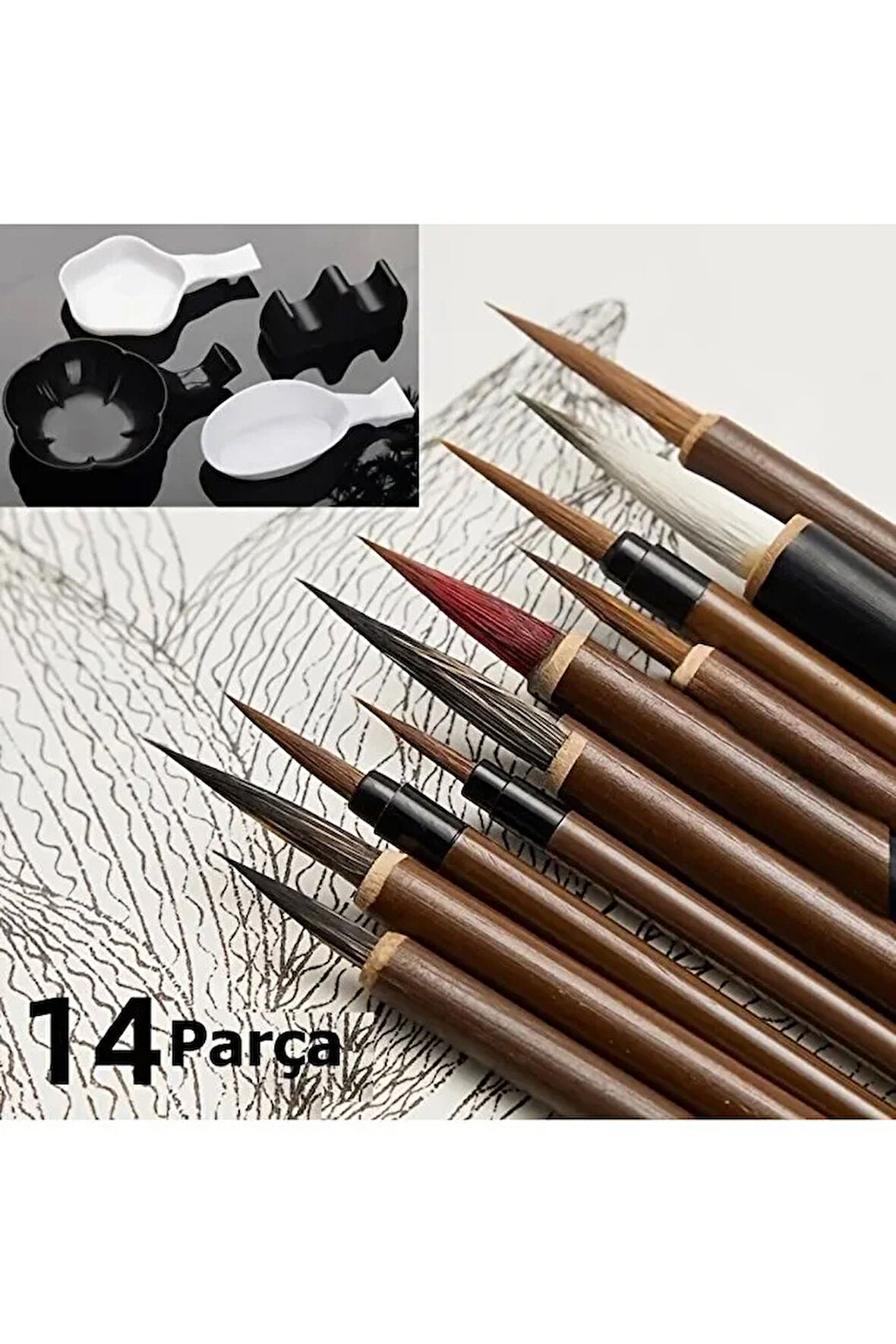 Tahrir fırça seti, çini, seramik, tezhip, minyatür, çiçek boyama, resim 14 Parça-Set