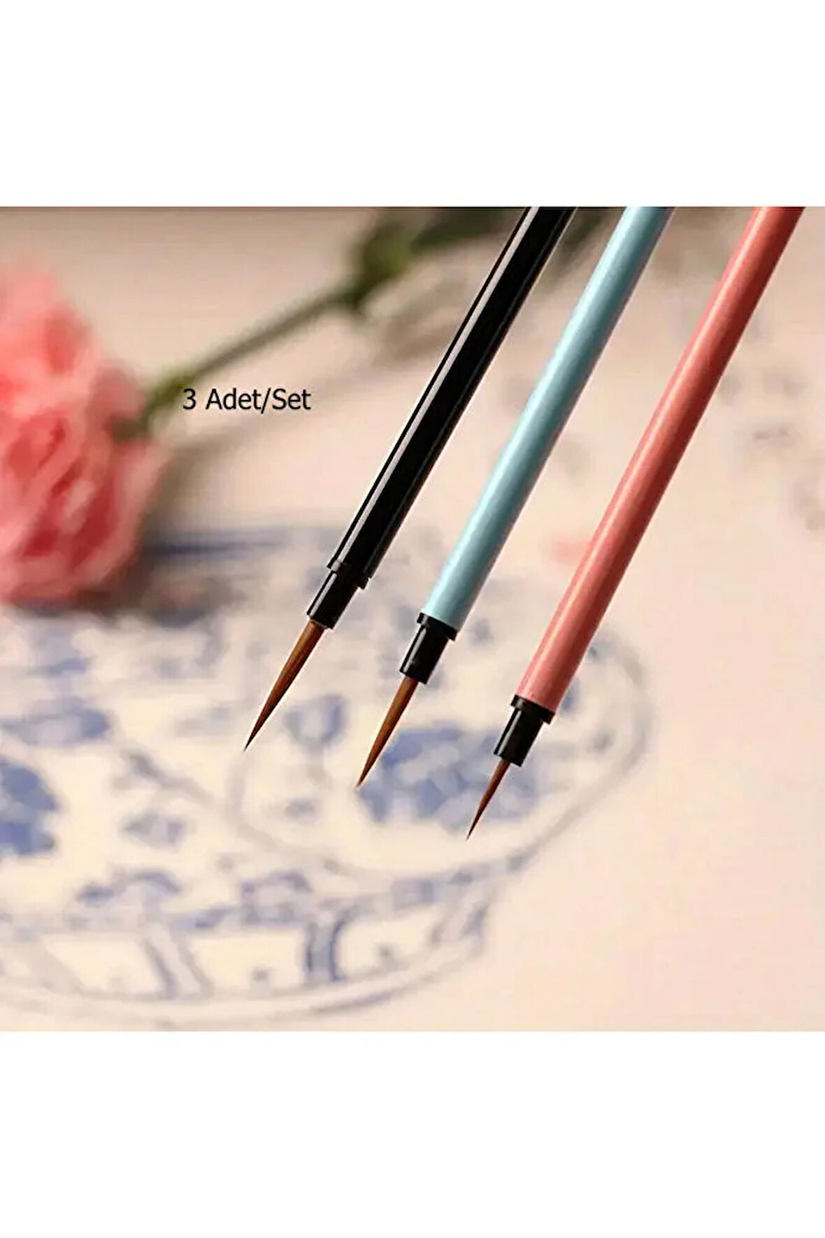 Tahrir fırça seti 3 adet, 1-2-3 Numara 1. kalite-çini, seramik, tezhip, minyatür, boyama,çizgi,brush