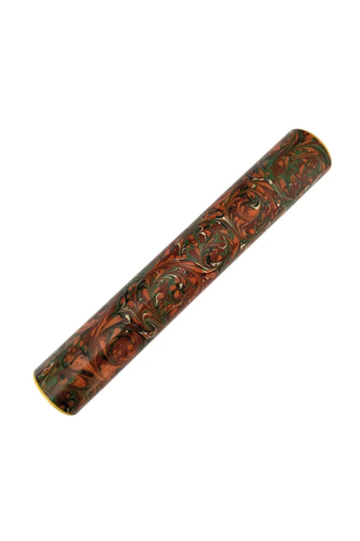 Ebru desenli kubur, fırça, kağıt , kalem saklama kutusu, süngerli silindir kutu, fırçalık-No:14