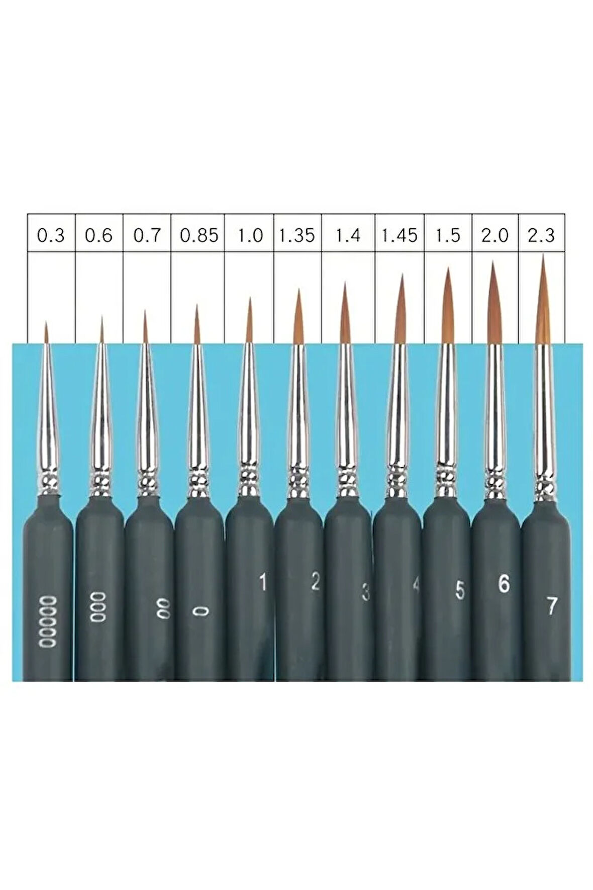 Detay Fırça Seti, Minyatür Tezhip, Suluboya, Yağlı Boya, Tırnak Desen, Tahrir Fırça Seti-11 Ad