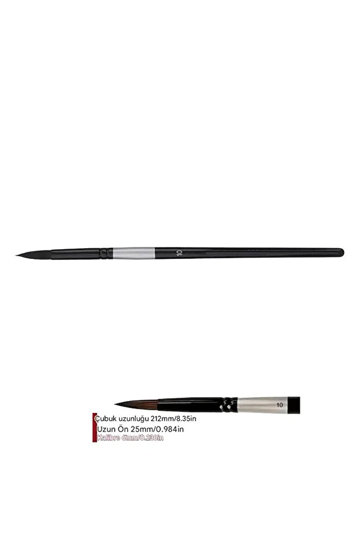 Profesyonel Sincap Saçı Fırça No:10-Tahrir Fırçası, Detay Boyama, Sulu Boya,Akrilik, Guaj, Yağlıboya