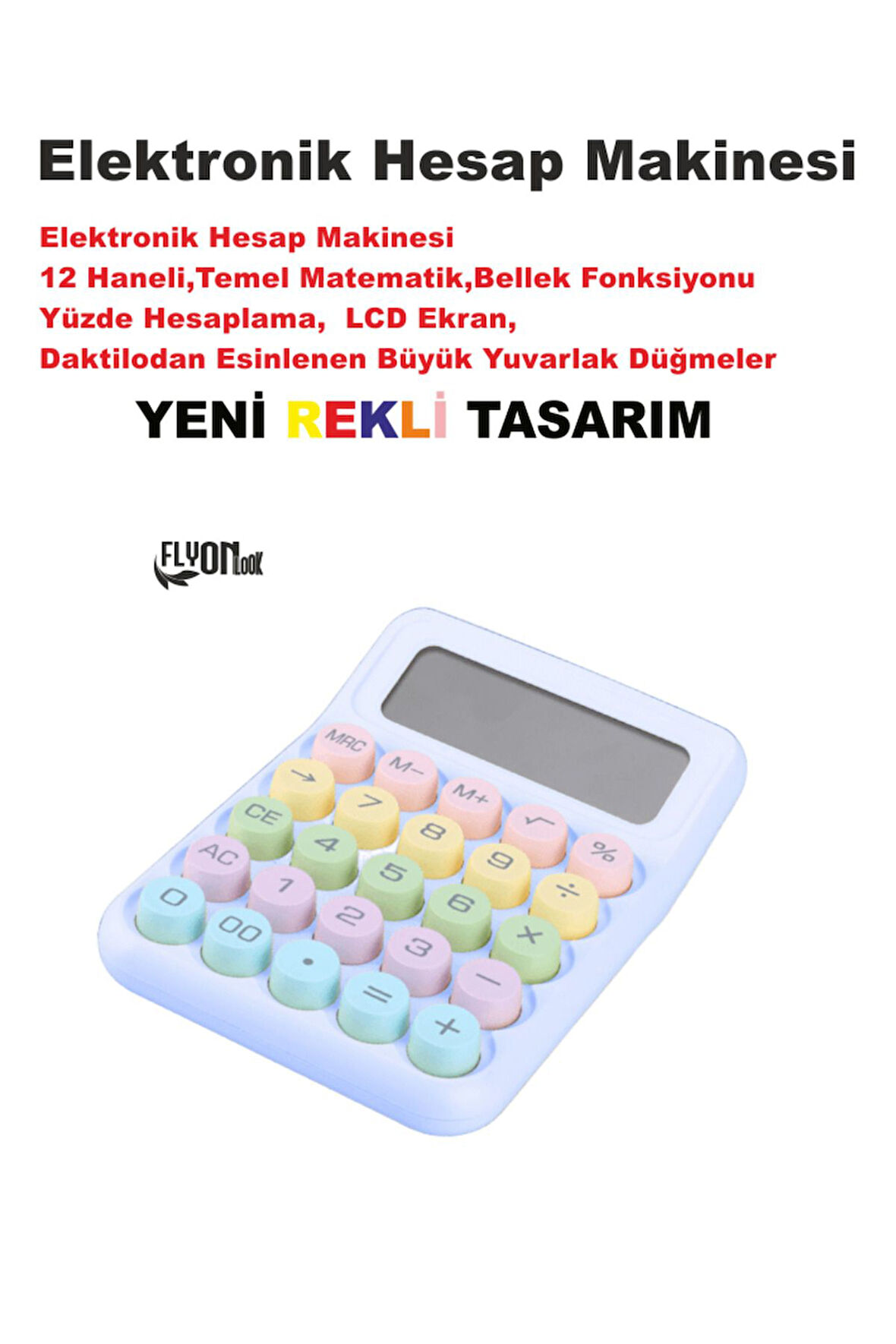 Yeni Tasarım  Renkli Büyük Düğme Elektronik Hesap Makinesi 14 Haneli  Temel Matematik  Yüzde Hesap