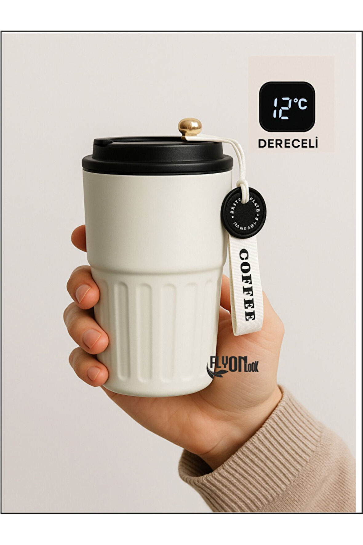 Dijital Led Göstergeli 316 L Palanmaz Çelik 400 ML Termos Kupa Bardak Çift Yalıtımlı Kahve Fincan