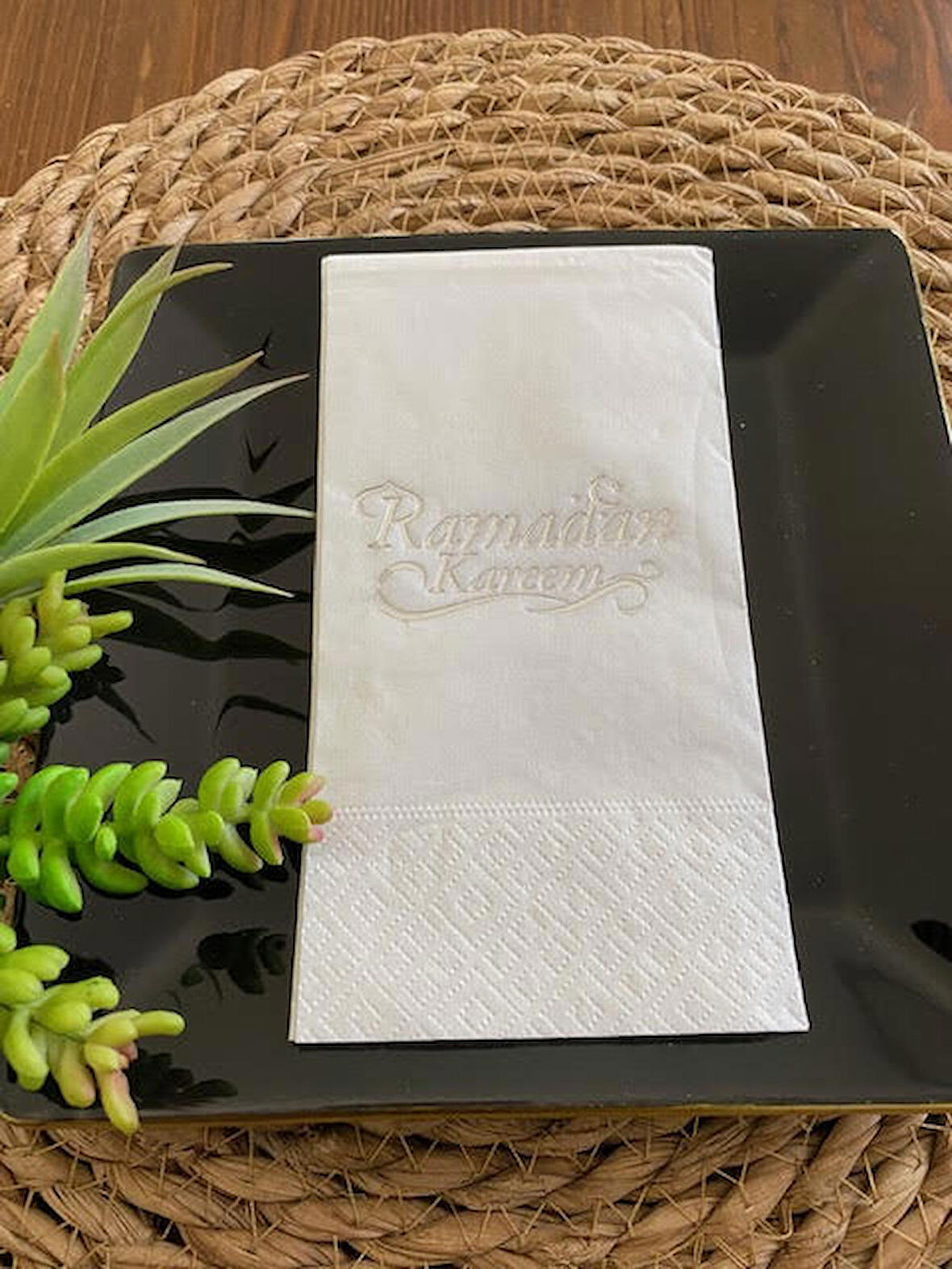 Gümüş Yaldızlı Beyaz Ramadan Karem Peçete 16 Adet Yeni Model