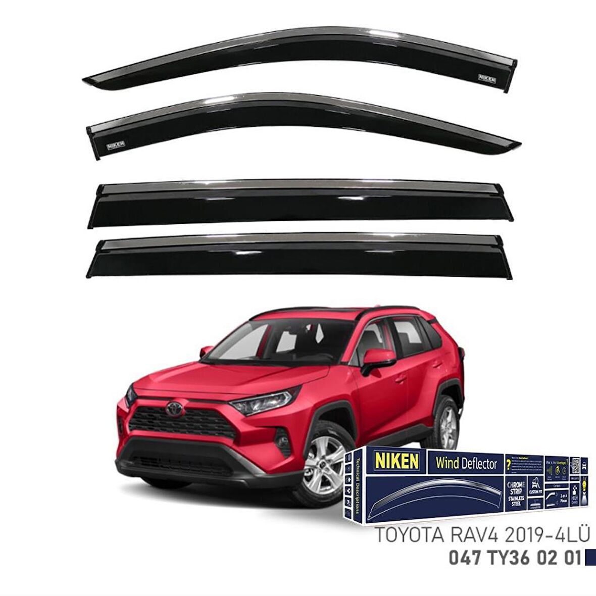 Toyota Rav4 Niken Kromlu Cam Rüzgarlığı 4lü Set 2019 ve Üstü