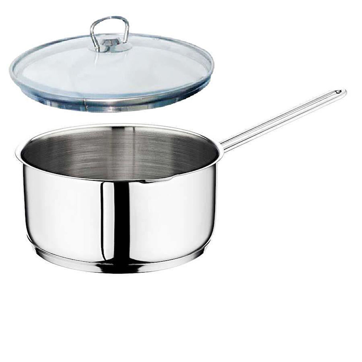 Oms Çelik Kaçerola 22 CM Sütlük/Sosluk Cam Kapaklı