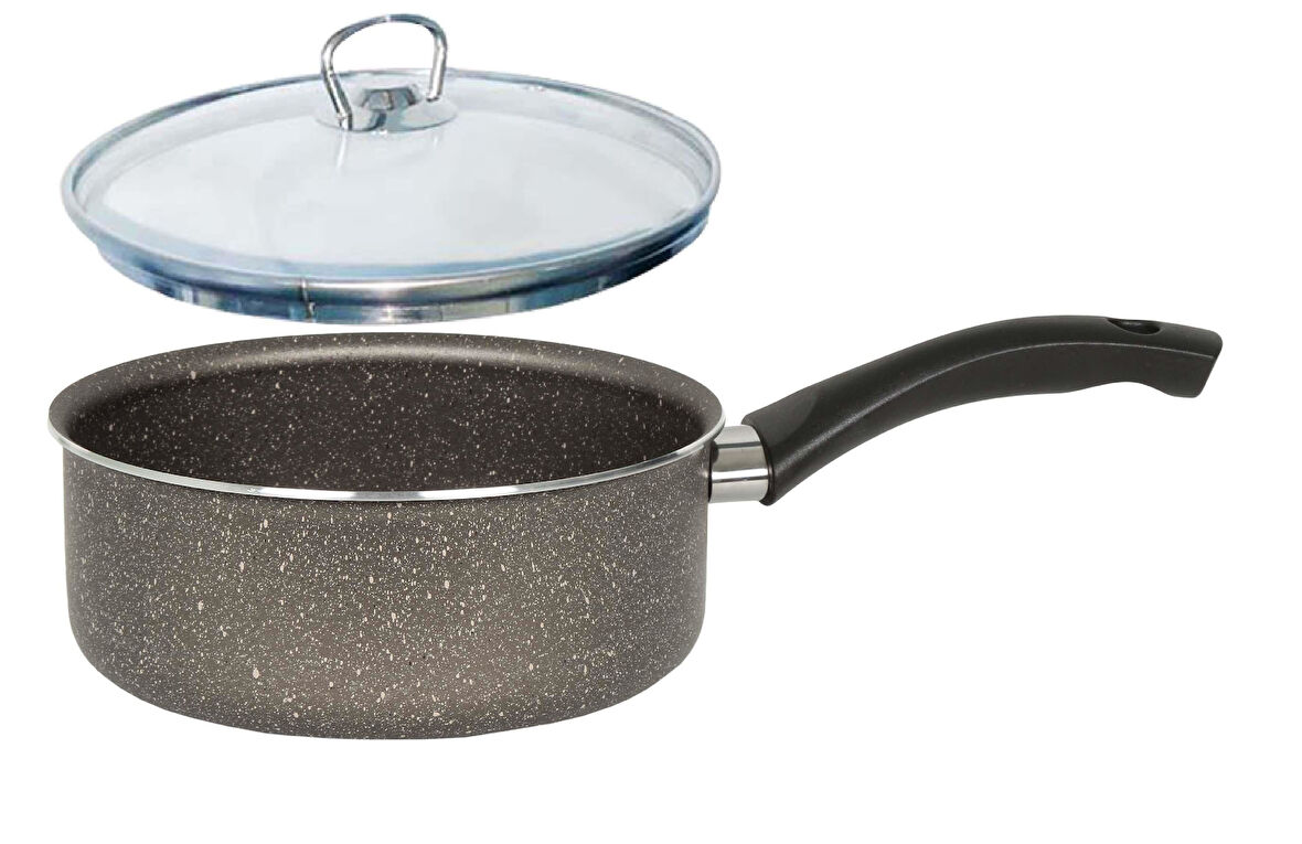 Mehtap Granit Kaçerola 18 CM Sosluk Cam Kapaklı