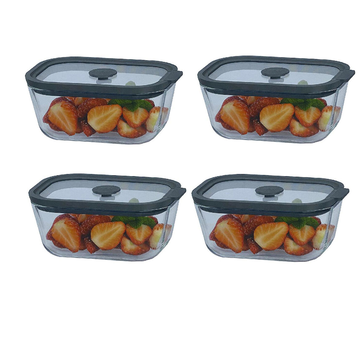 Sızdırmaz Cam Kapaklı Saklama Kabı 470 ML – 4’lü Set