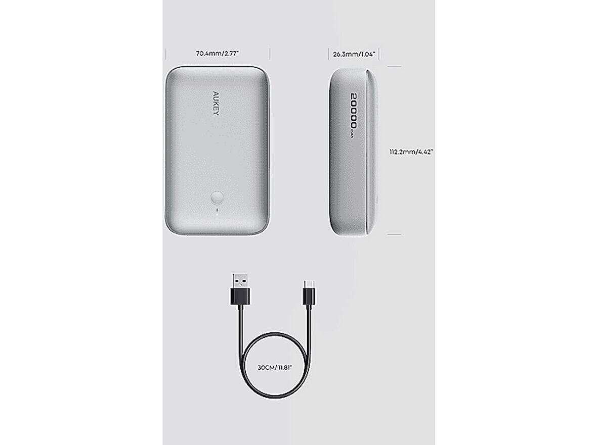 AUKEY PB-Y57-WH 22.5W 20000 mAh PD QC3.0 Type-C USB-A Taşınabilir Şarj Cihazı