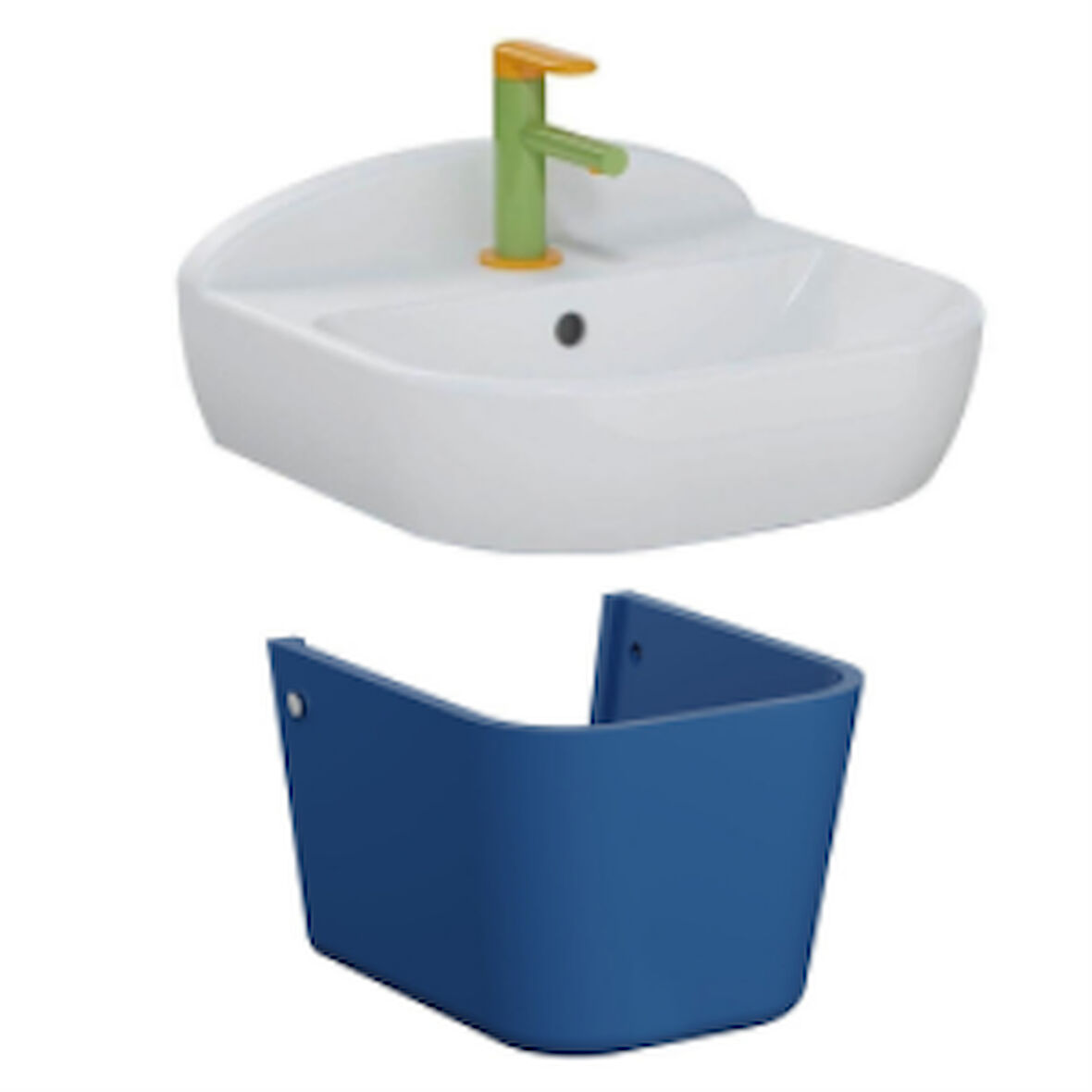 VitrA Sento Kids Lavabo ve Yarım Ayak Seti,45 CM, Beyaz Mavi