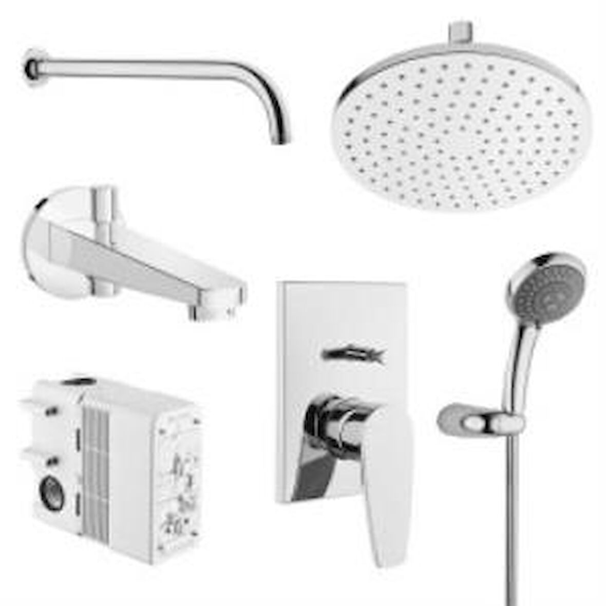 Artema Q - Line Ankastre Banyo / Duş Seti, Krom, , 6 Parça