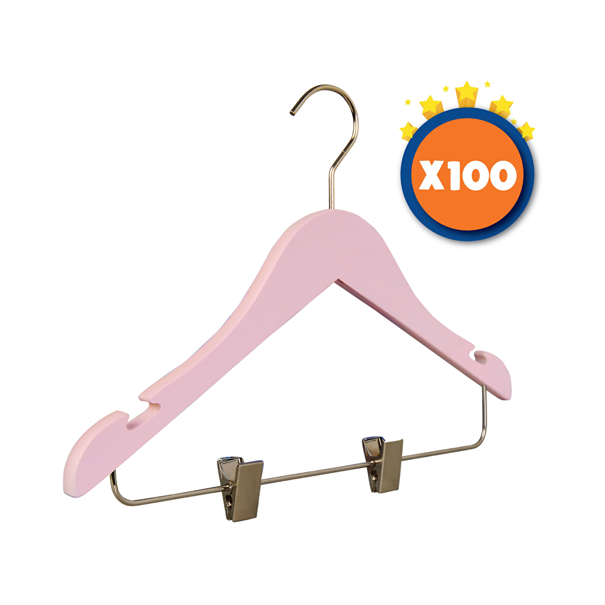 Nyn Ahşap 7-14 Yaş Mandallı Genç Çocuk Askısı Pembe Renk 100 Adet