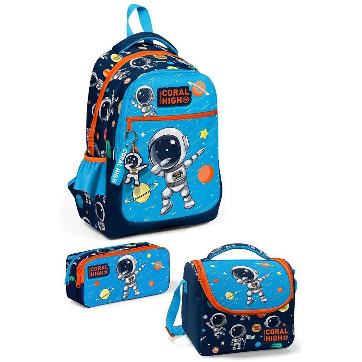 Coral High Desenli Okul Çantası Beslenme Kalemlik 3lü Set 23486