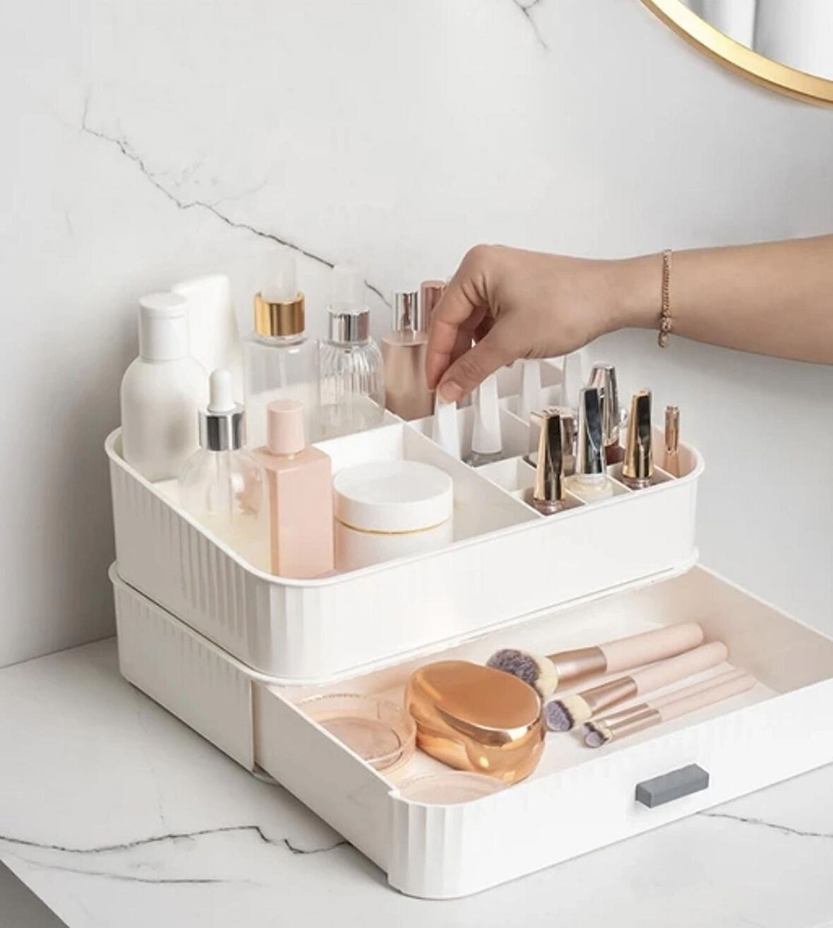 2 katlı makyaj organizeri 